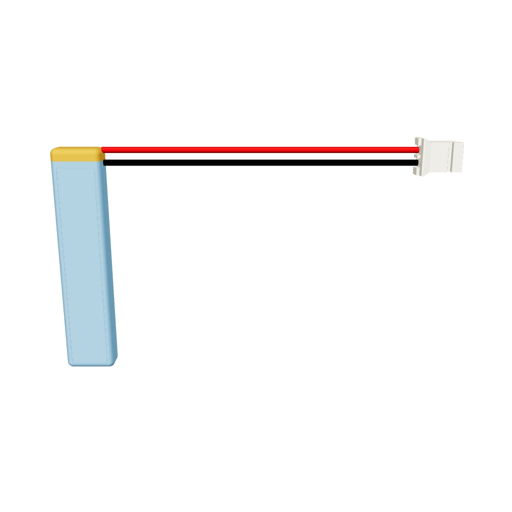 YDL 400835 100mAh 3.7V LiPo battery 3D model, 4x8x37mm