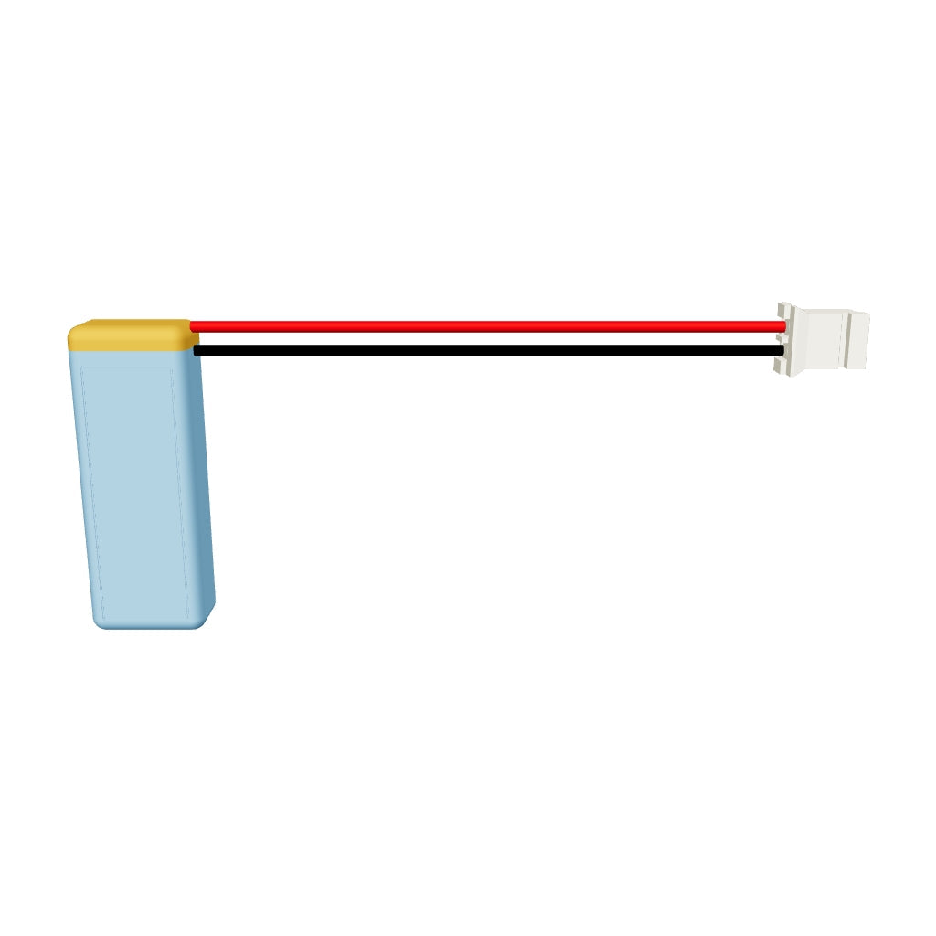 YDL 601025 130mAh 3.7V LiPo battery 3D model, 6x10x27mm