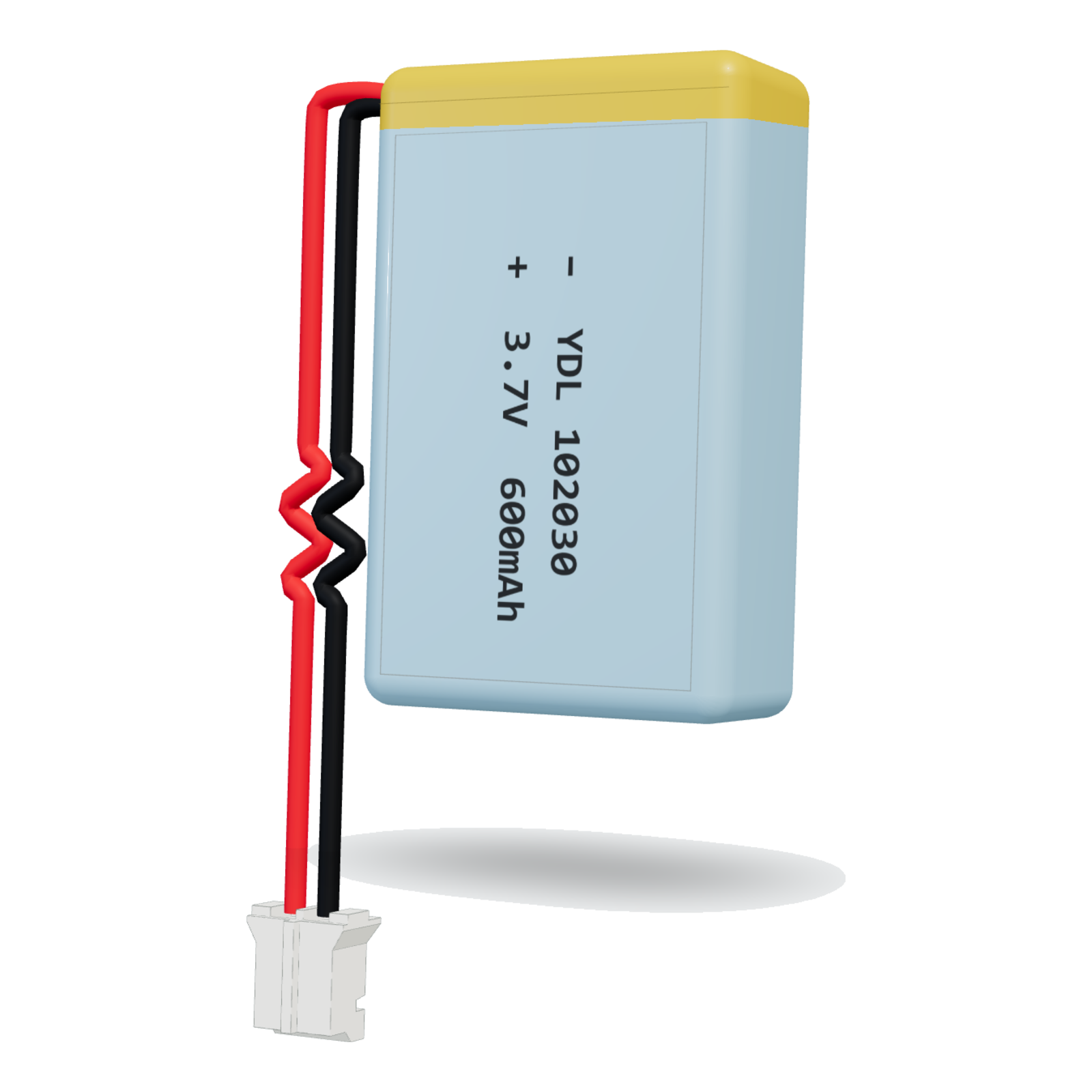 YDL 102030 600mAh 3.7V lithium polymer battery, 10x20x32mm, PH2.0 connector