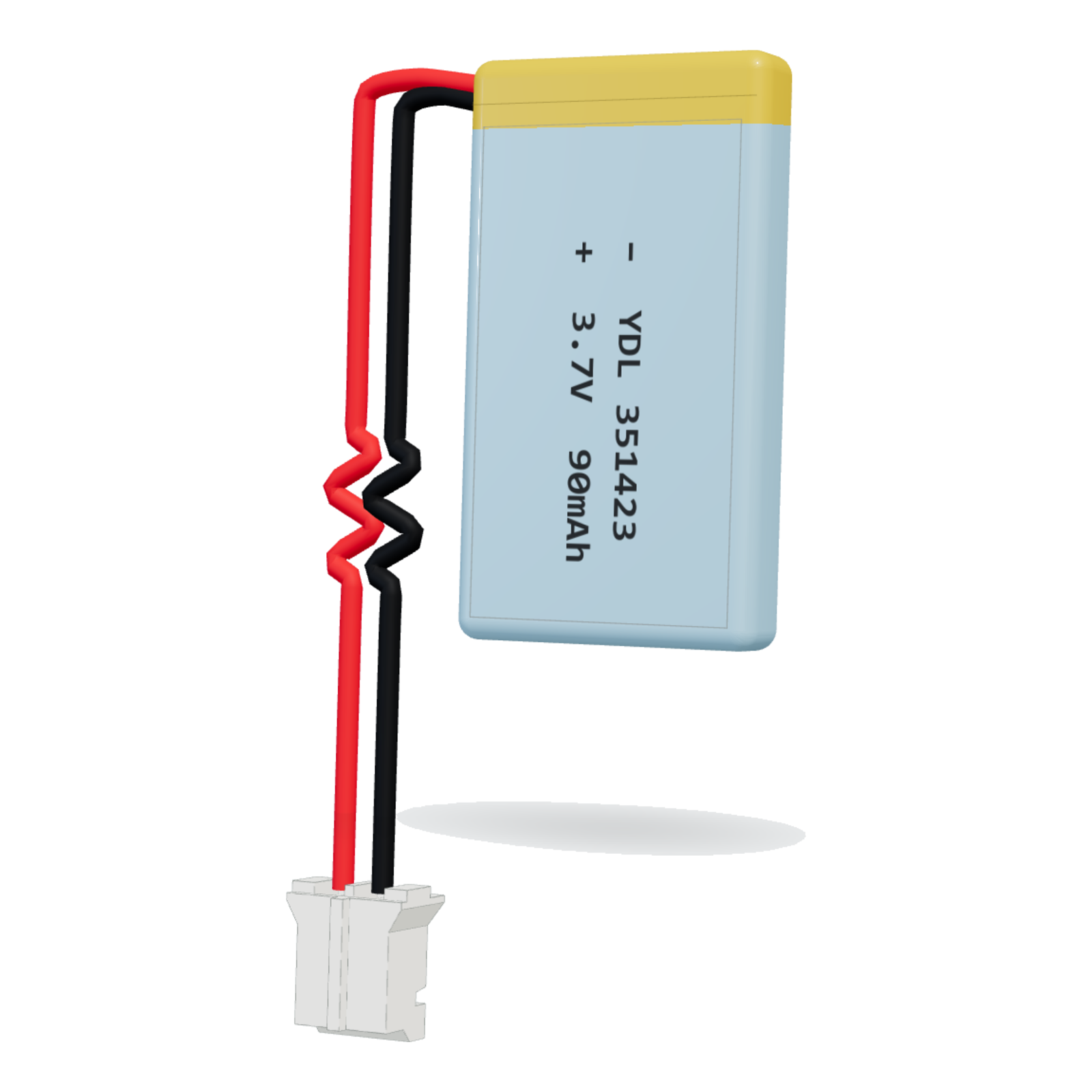YDL 351423 90mAh 3.7V lithium polymer battery, 3.5x14x25mm, PH2.0 connector