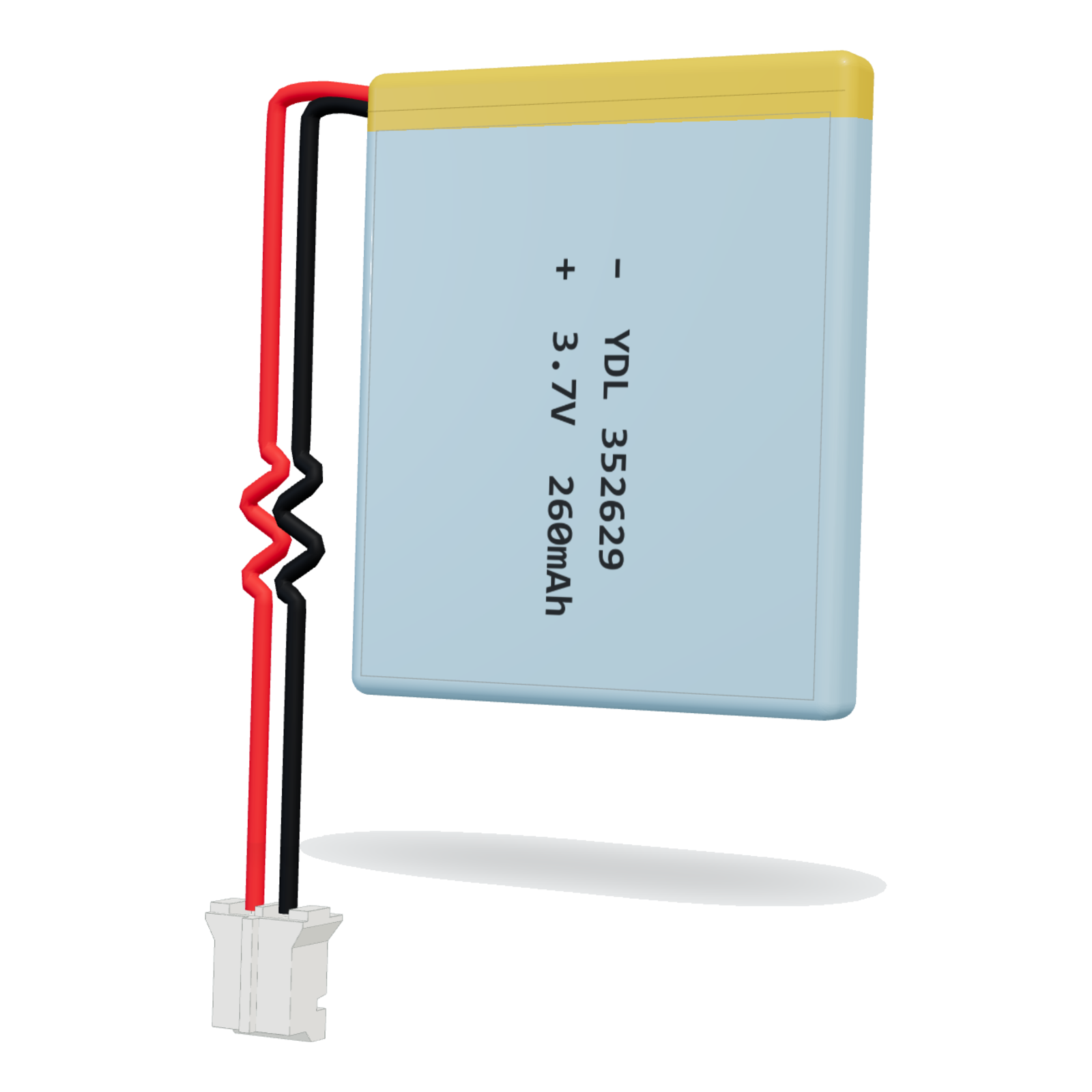 YDL 352629 260mAh 3.7V lithium polymer battery, 3.5x26x31mm, PH2.0 connector