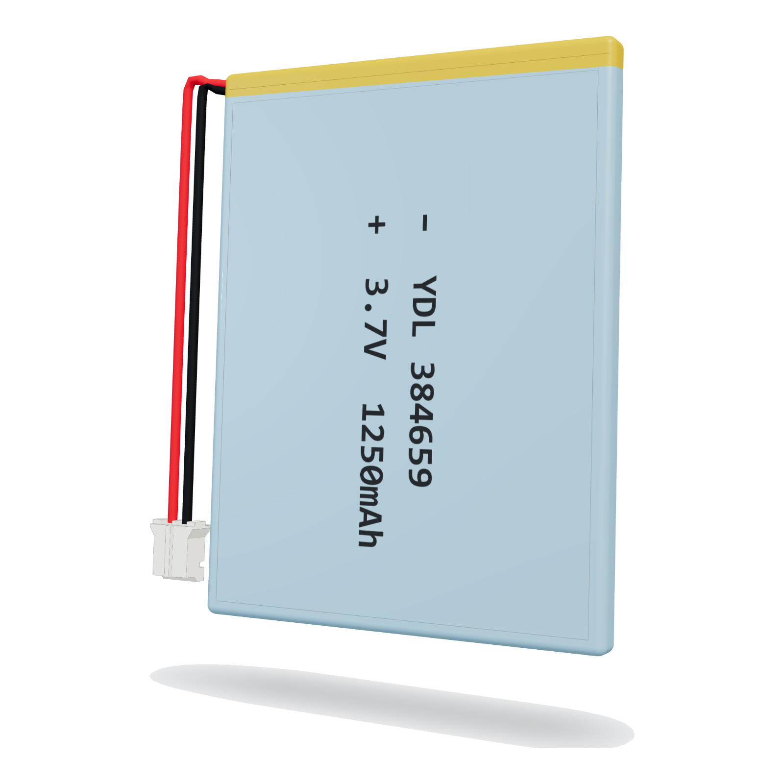 YDL 384659 1250mAh 3.7V lithium polymer battery, 3.8x46x61mm, PH2.0 connector