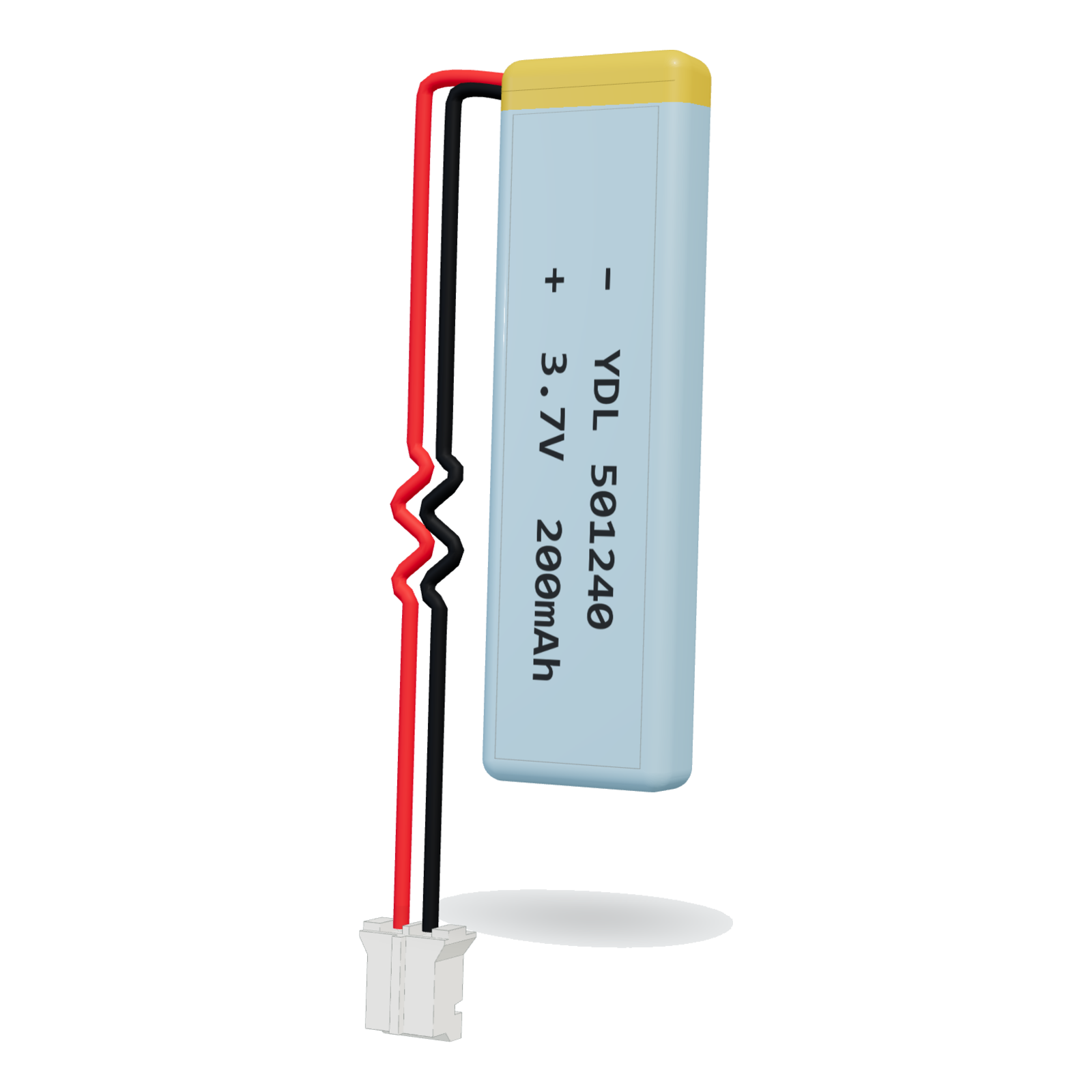 YDL 501240 200mAh 3.7V lithium polymer battery, 5x12x42mm, PH2.0 connector