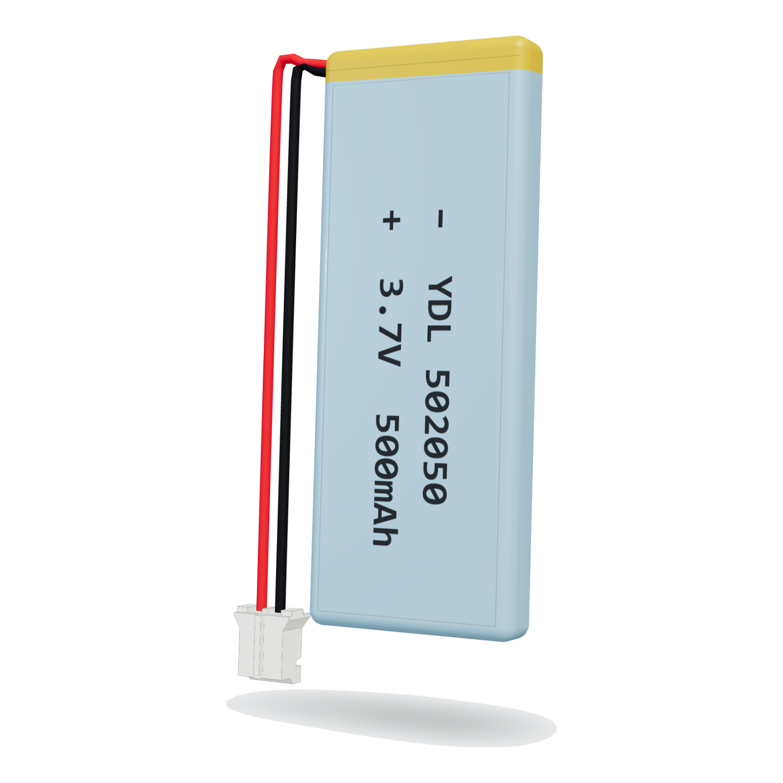 YDL 502050 500mAh 3.7V lithium polymer battery, 5x20x52mm, PH2.0 connector