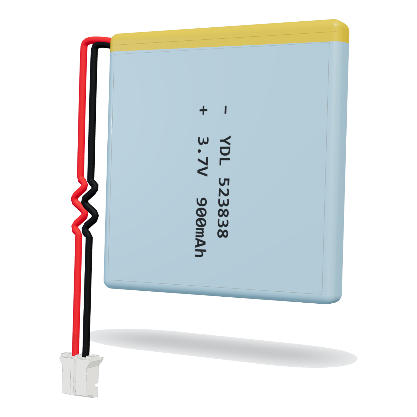 YDL 523838 900mAh 3.7V lithium polymer battery, 5.2x38x40mm, PH2.0 connector