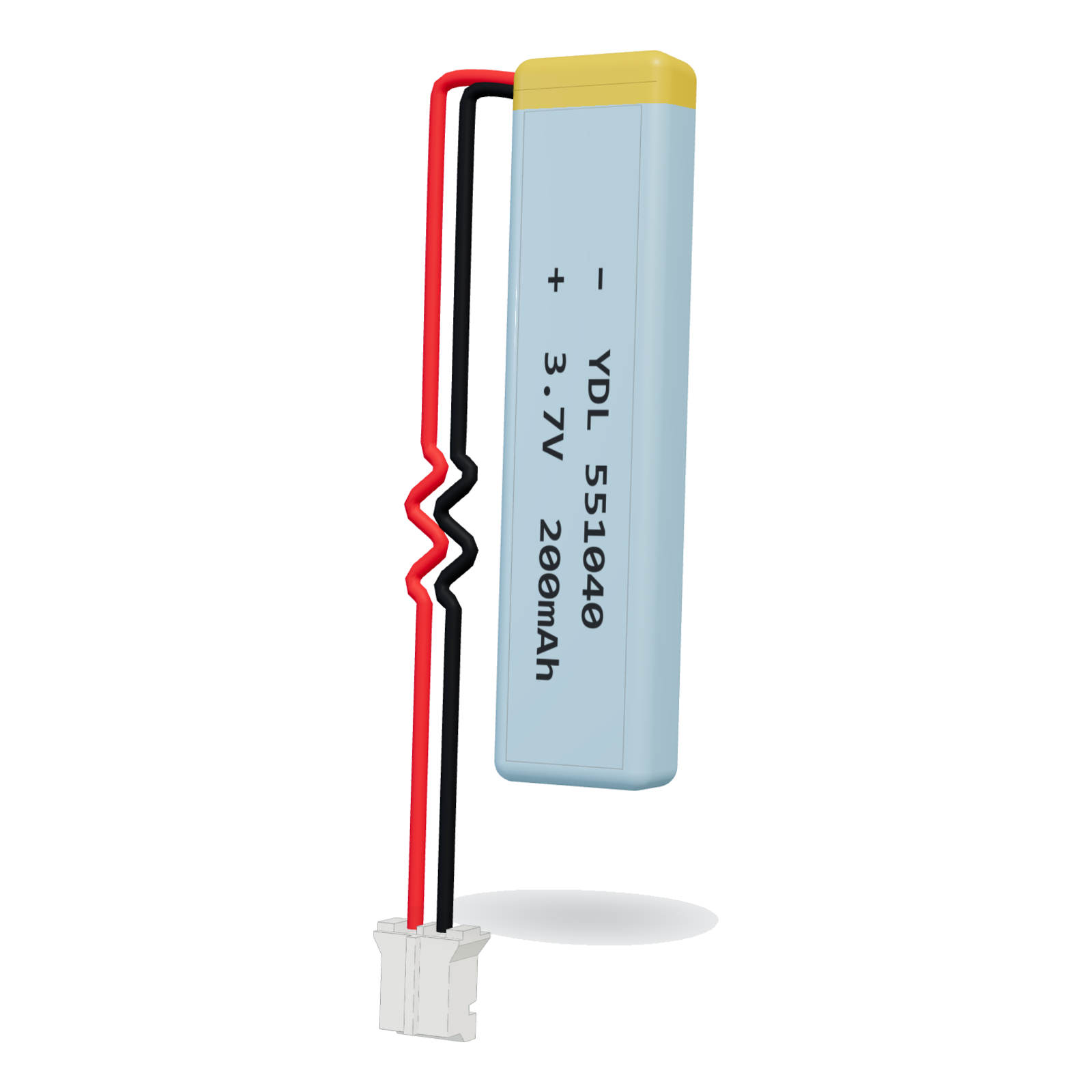 YDL 551040 200mAh 3.7V lithium polymer battery, 5.5x10x42mm, PH2.0 connector
