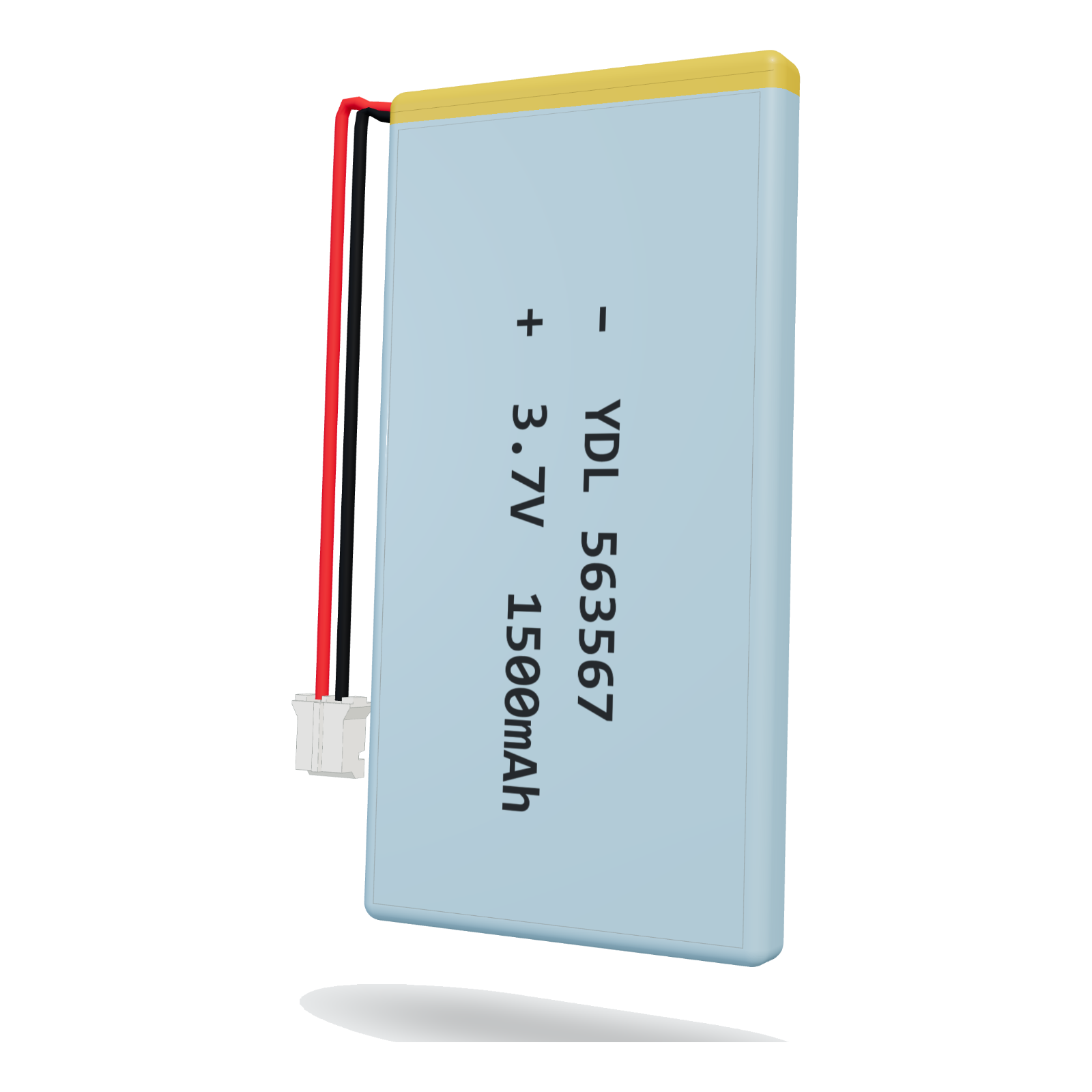 YDL 563567 1500mAh 3.7V lithium polymer battery, 5.6x35x69mm, PH2.0 connector
