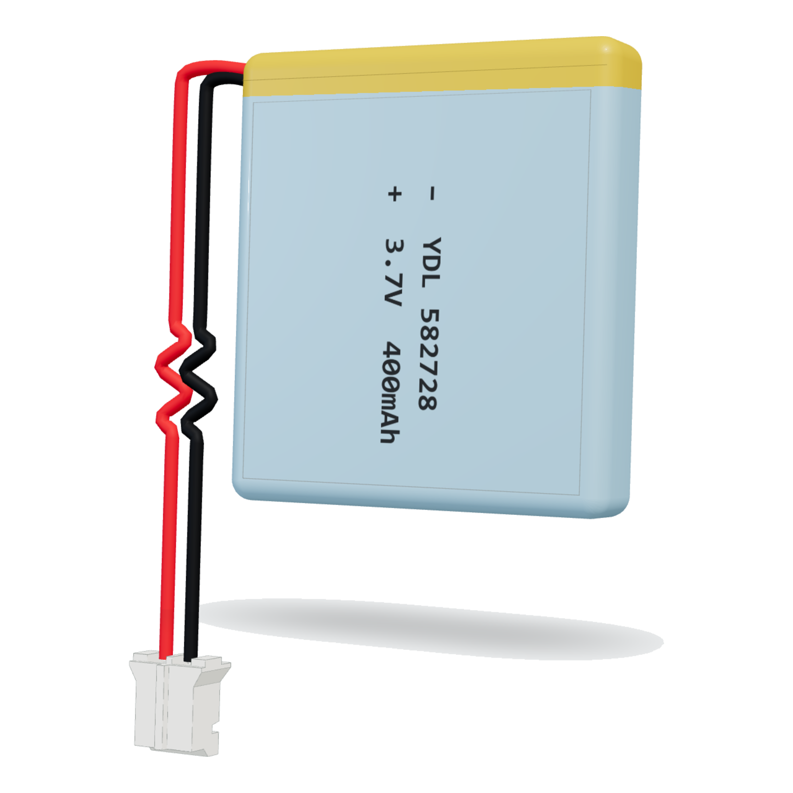 YDL 582728 400mAh 3.7V lithium polymer battery, 5.8x27x30mm, PH2.0 connector