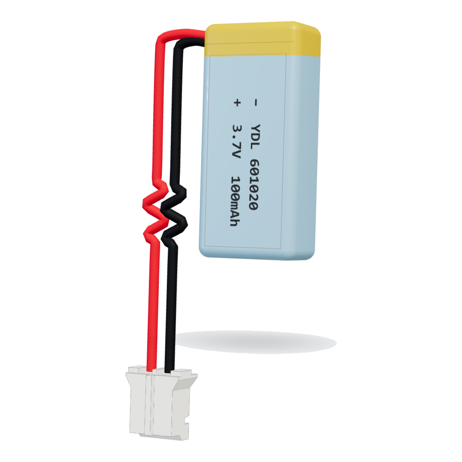 YDL 601020 100mAh 3.7V lithium polymer battery, 6x10x22mm, PH2.0 connector