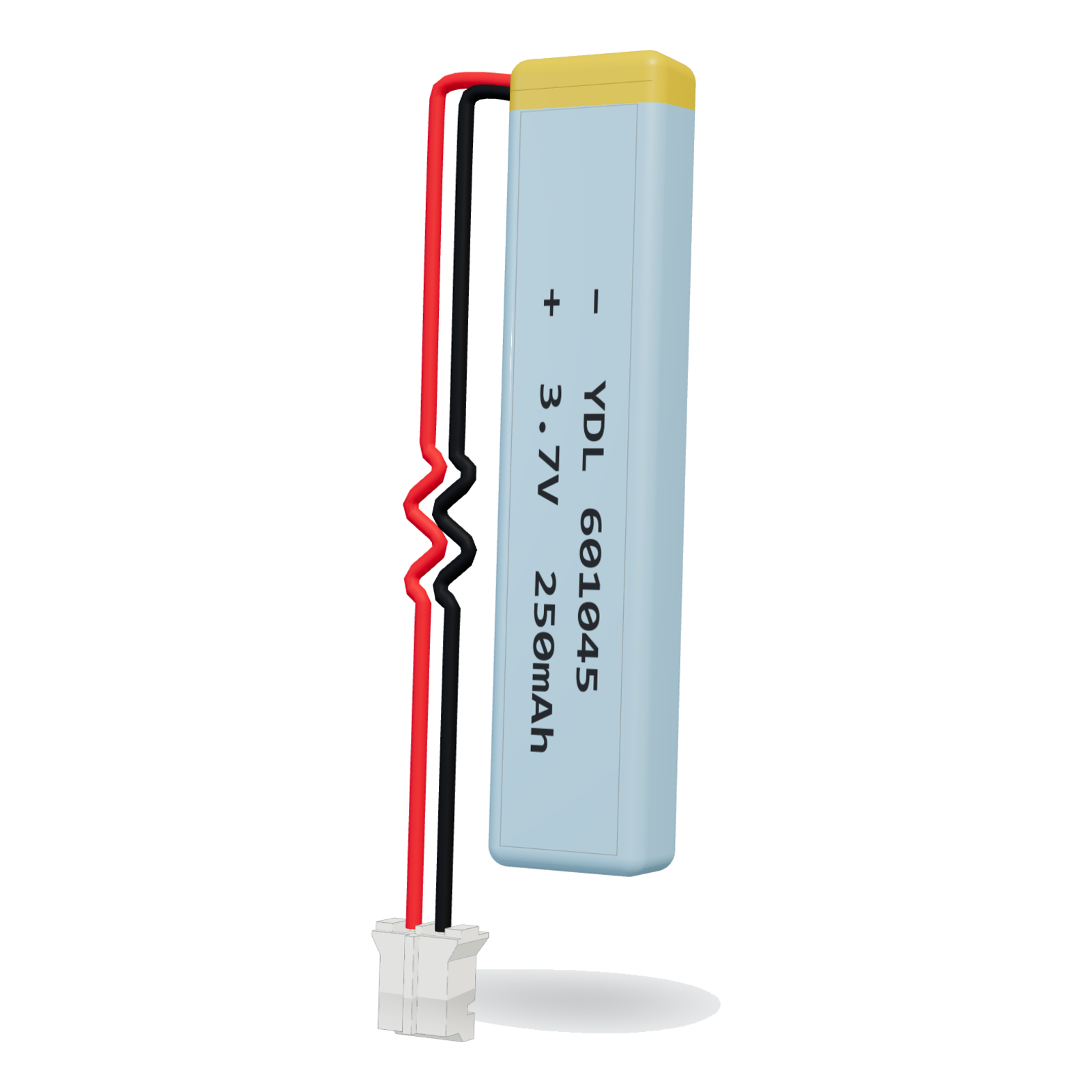 YDL 601045 250mAh 3.7V lithium polymer battery, 6x10x47mm, PH2.0 connector