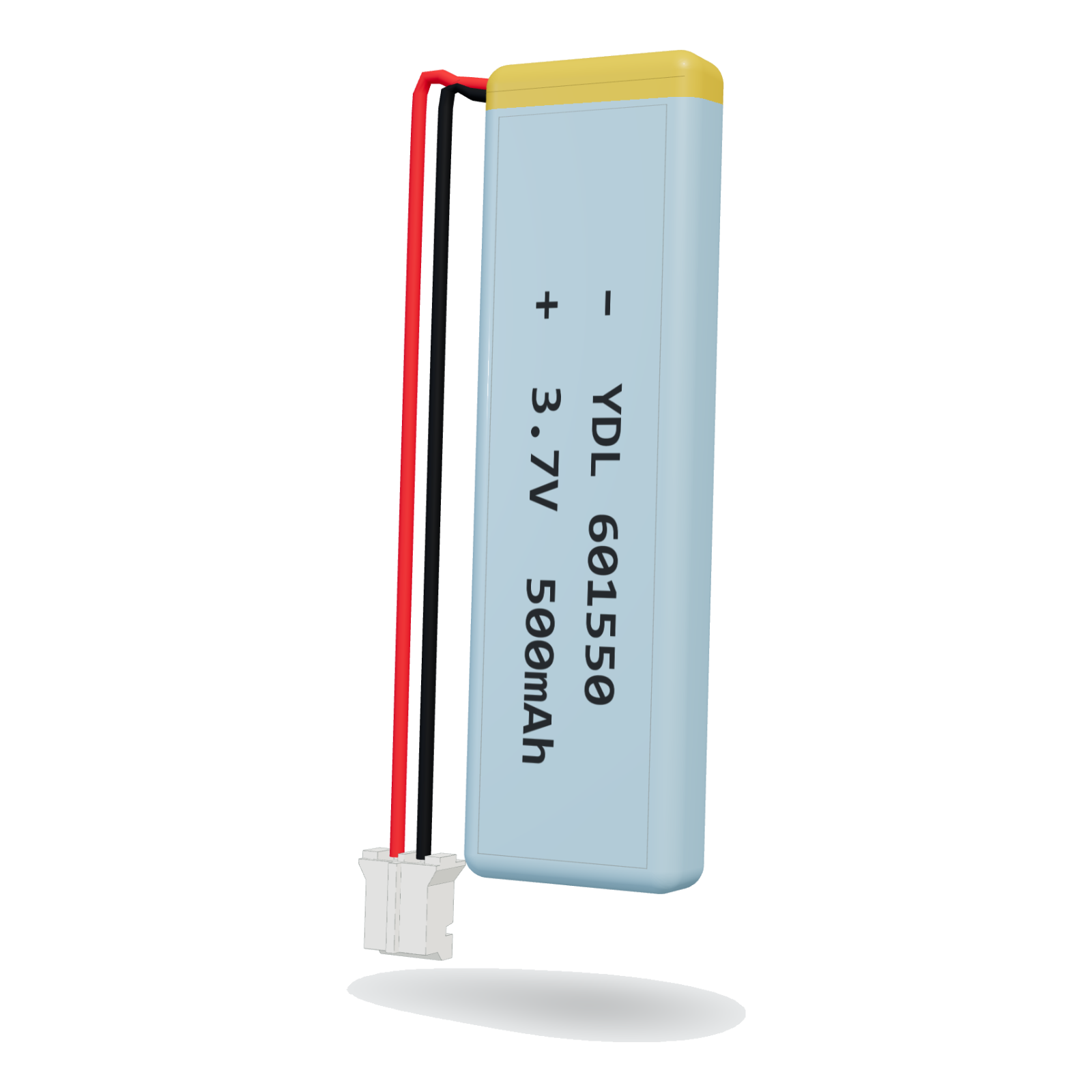 YDL 601550 500mAh 3.7V lithium polymer battery, 6x15x52mm, PH2.0 connector