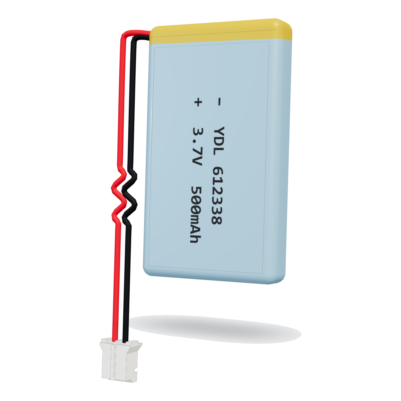 YDL 612338 500mAh 3.7V lithium polymer battery, 6.1x23x40mm, PH2.0 connector