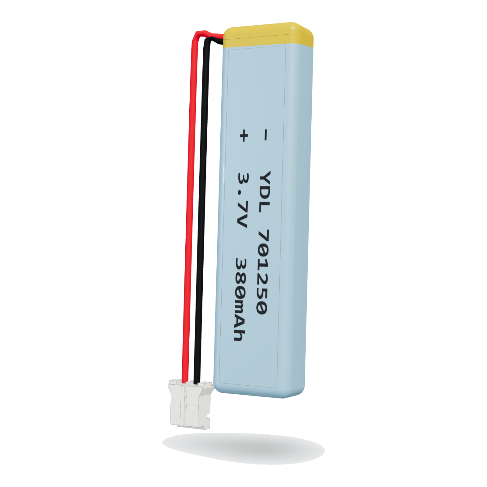 YDL 701250 380mAh 3.7V lithium polymer battery, 7x12x52mm, PH2.0 connector