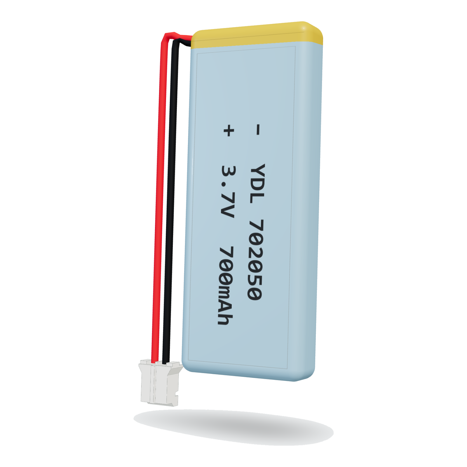 YDL 702050 700mAh 3.7V lithium polymer battery, 7x20x52mm, PH2.0 connector