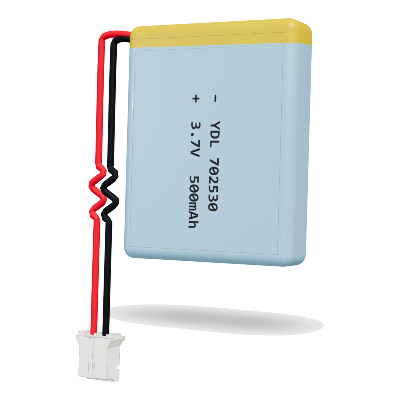 YDL 702530 500mAh 3.7V lithium polymer battery, 7x25x32mm, PH2.0 connector