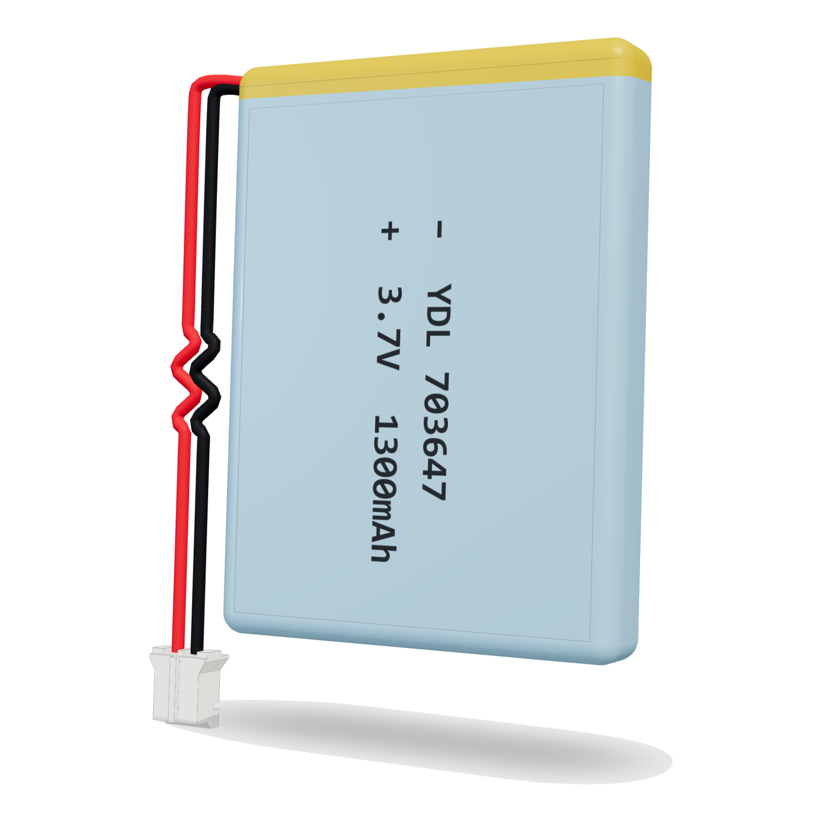 YDL 703647 1300mAh 3.7V lithium polymer battery, 7x36x49mm, PH2.0 connector
