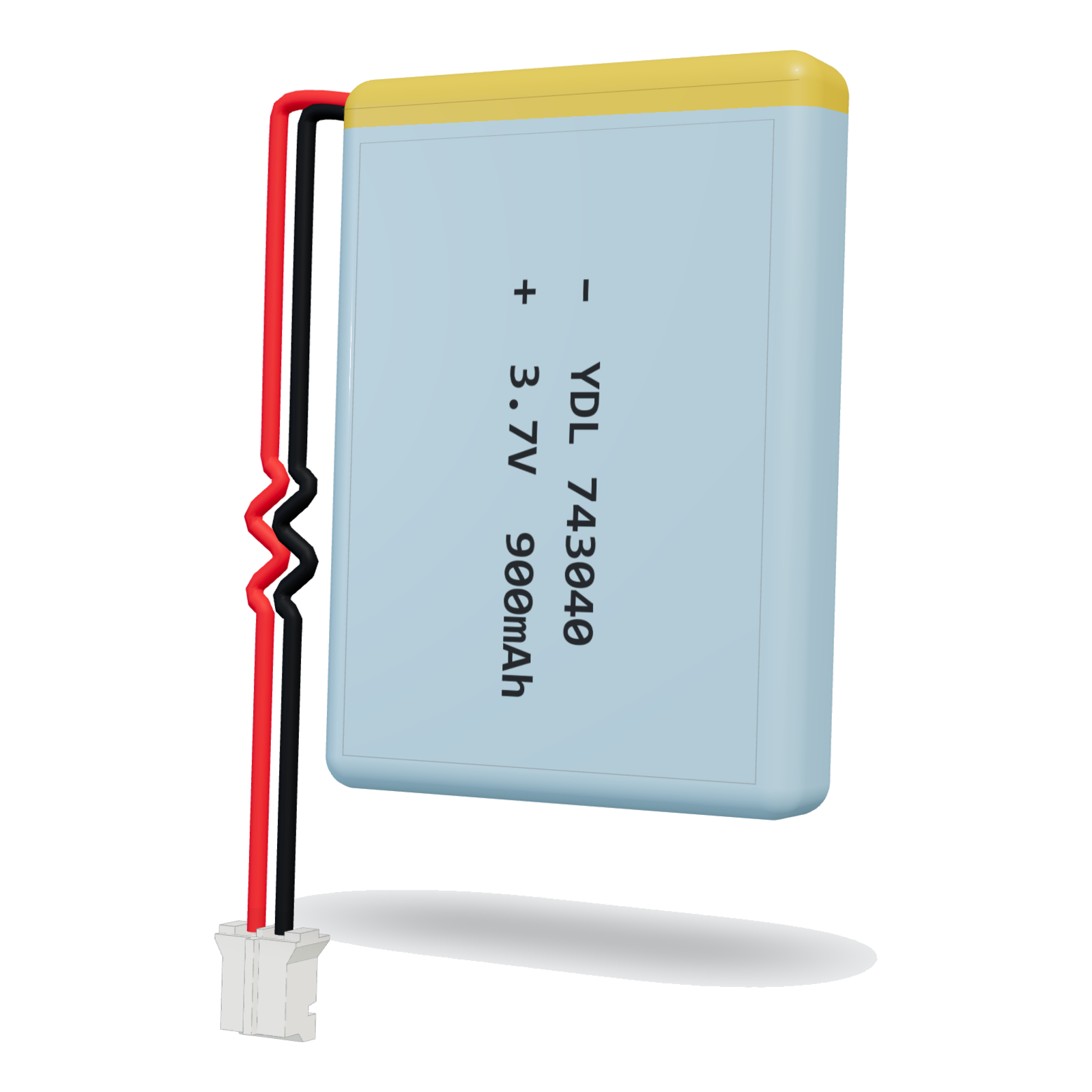 YDL 743040 900mAh 3.7V lithium polymer battery, 7.4x30x42mm, PH2.0 connector