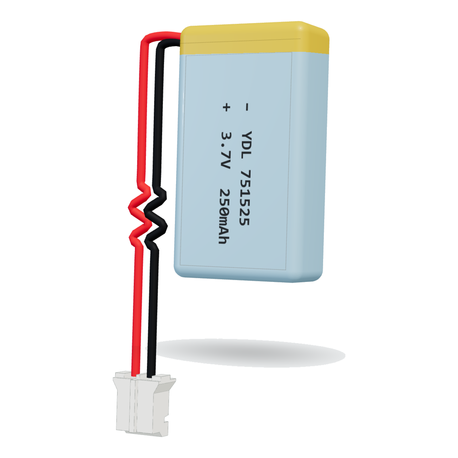 YDL 751525 250mAh 3.7V lithium polymer battery, 7.5x15x27mm, PH2.0 connector