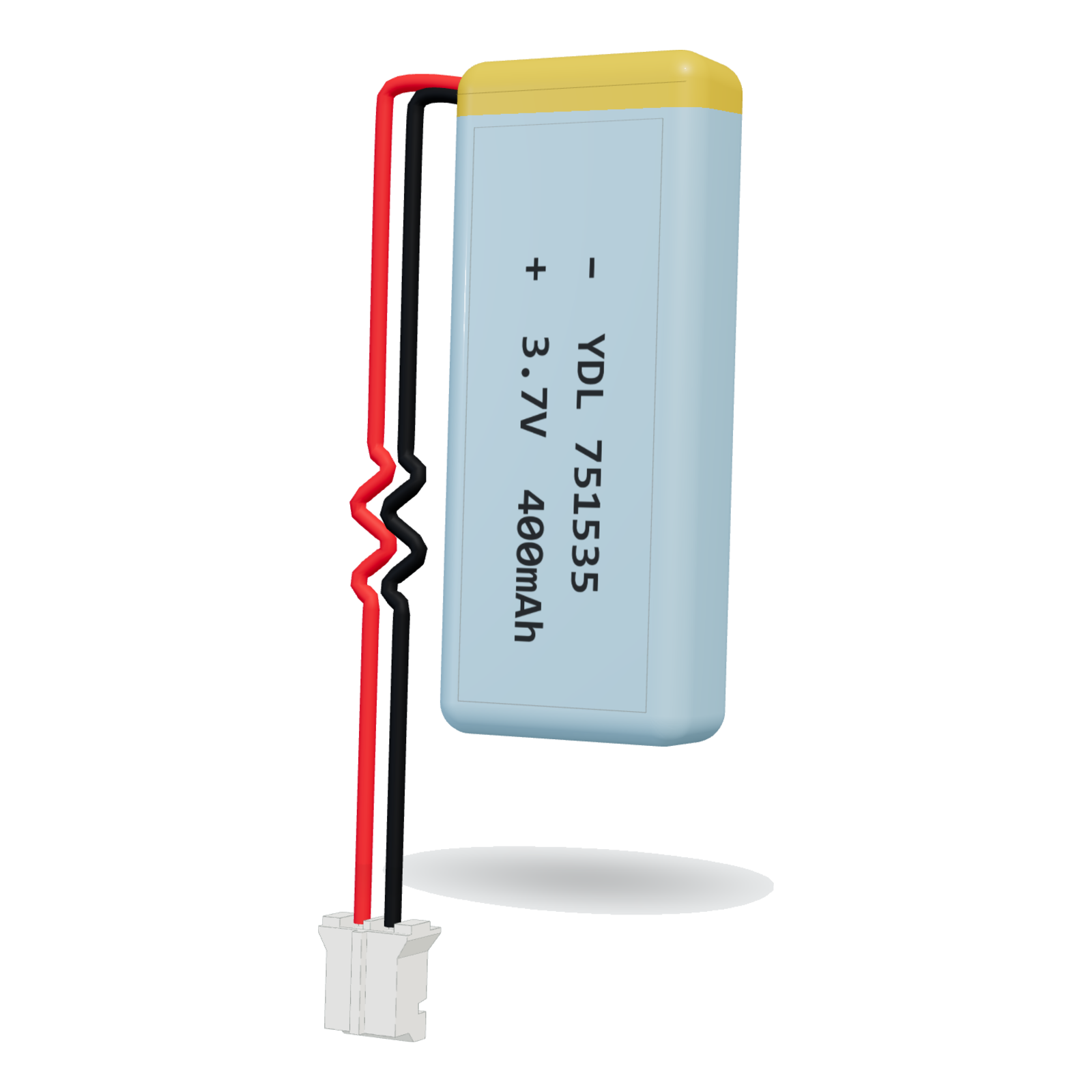 YDL 751535 400mAh 3.7V lithium polymer battery, 7.5x15x37mm, PH2.0 connector