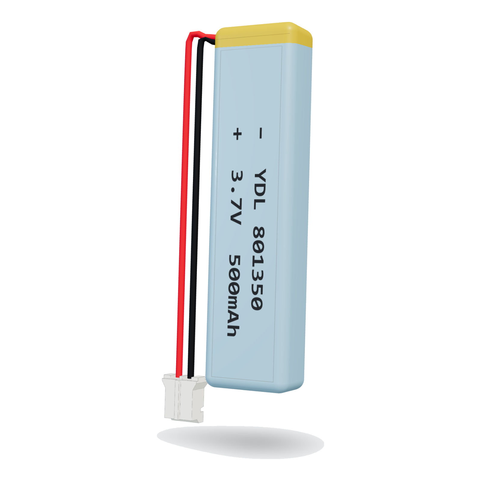 YDL 801350 500mAh 3.7V lithium polymer battery, 8x13x52mm, PH2.0 connector