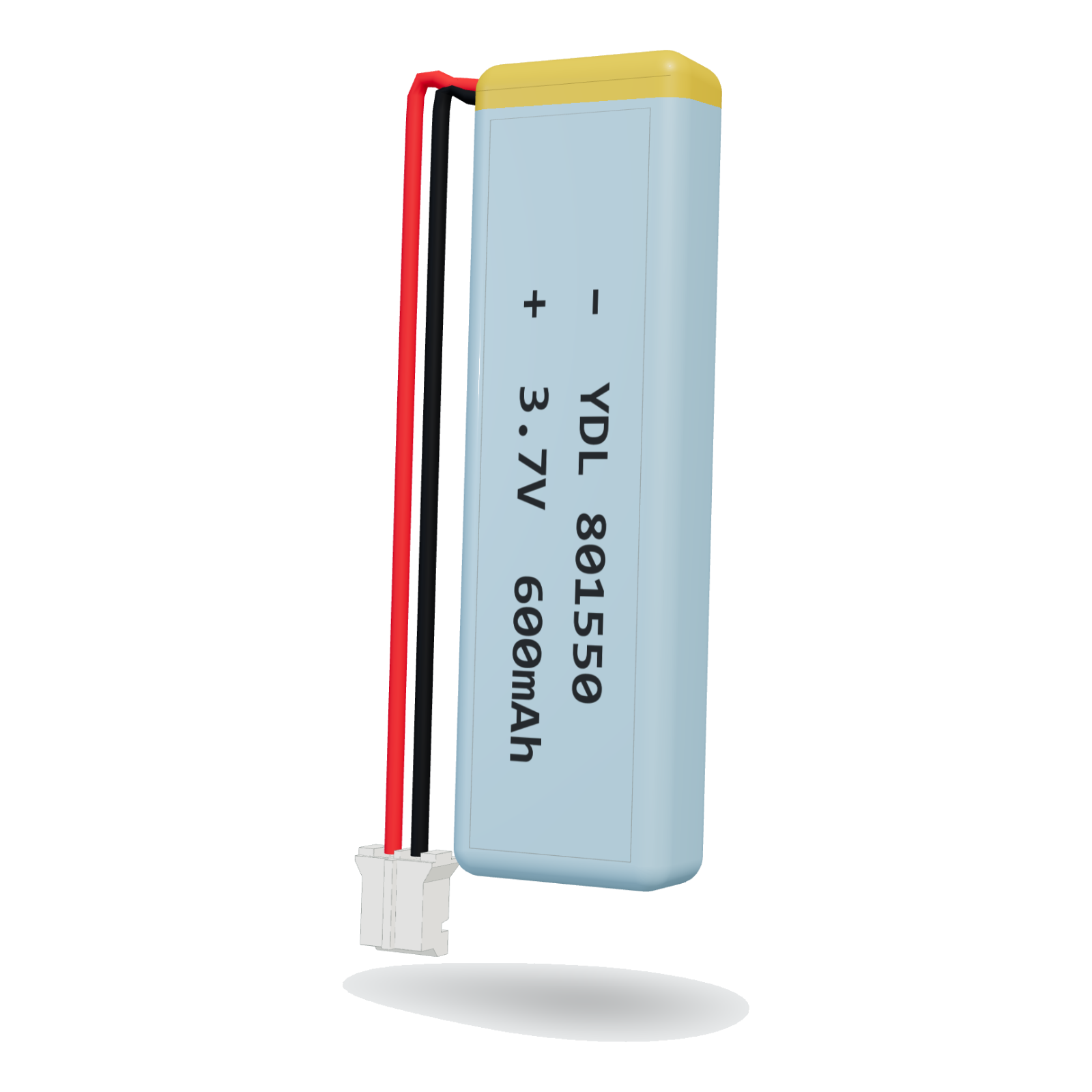 YDL 801550 600mAh 3.7V lithium polymer battery, 8x15x52mm, PH2.0 connector