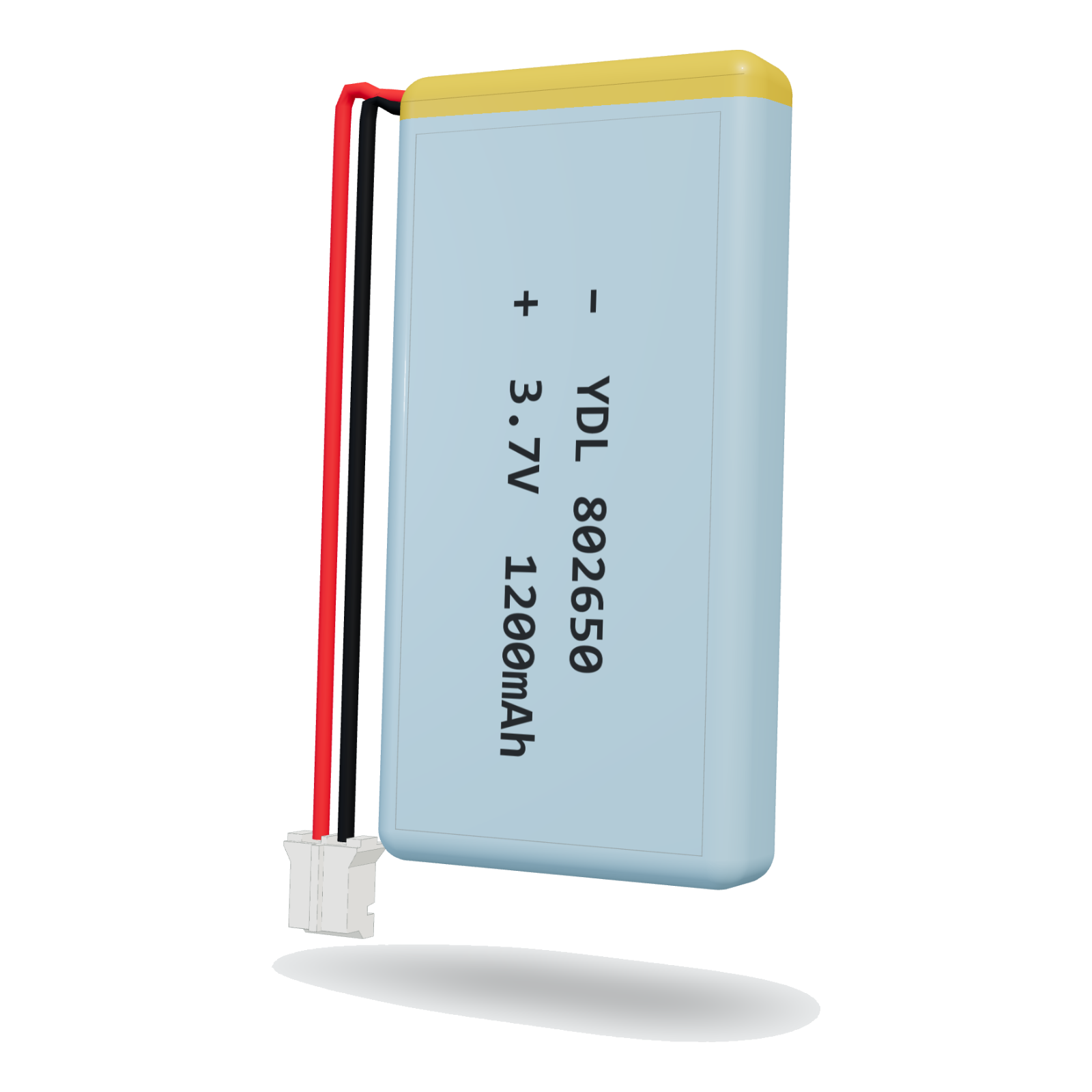 YDL 802650 1200mAh 3.7V lithium polymer battery, 8x26x52mm, PH2.0 connector