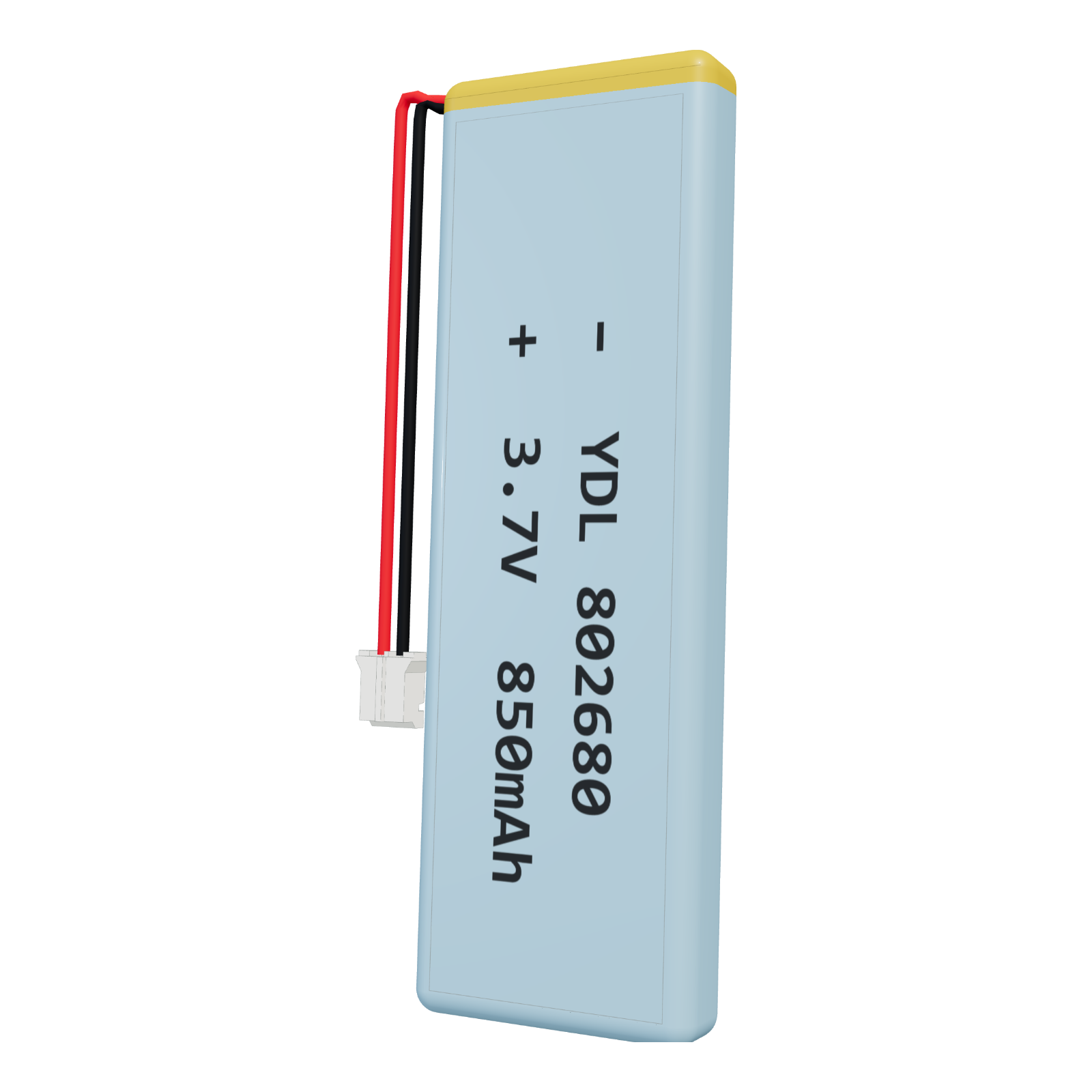 YDL 802680 850mAh 3.7V lithium polymer battery, 8x26x82mm, PH2.0 connector