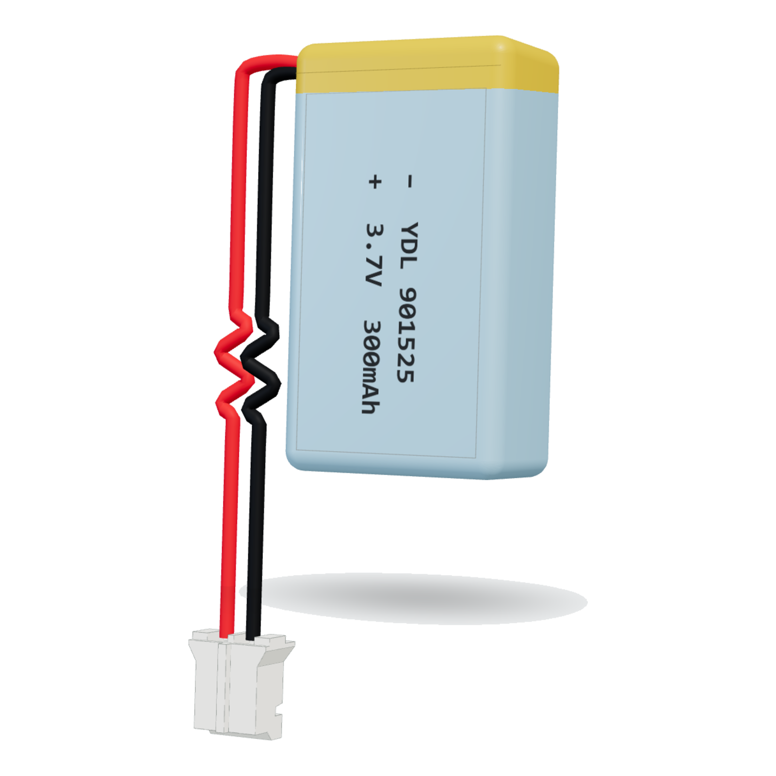 YDL 901525 300mAh 3.7V lithium polymer battery, 9x15x27mm, PH2.0 connector