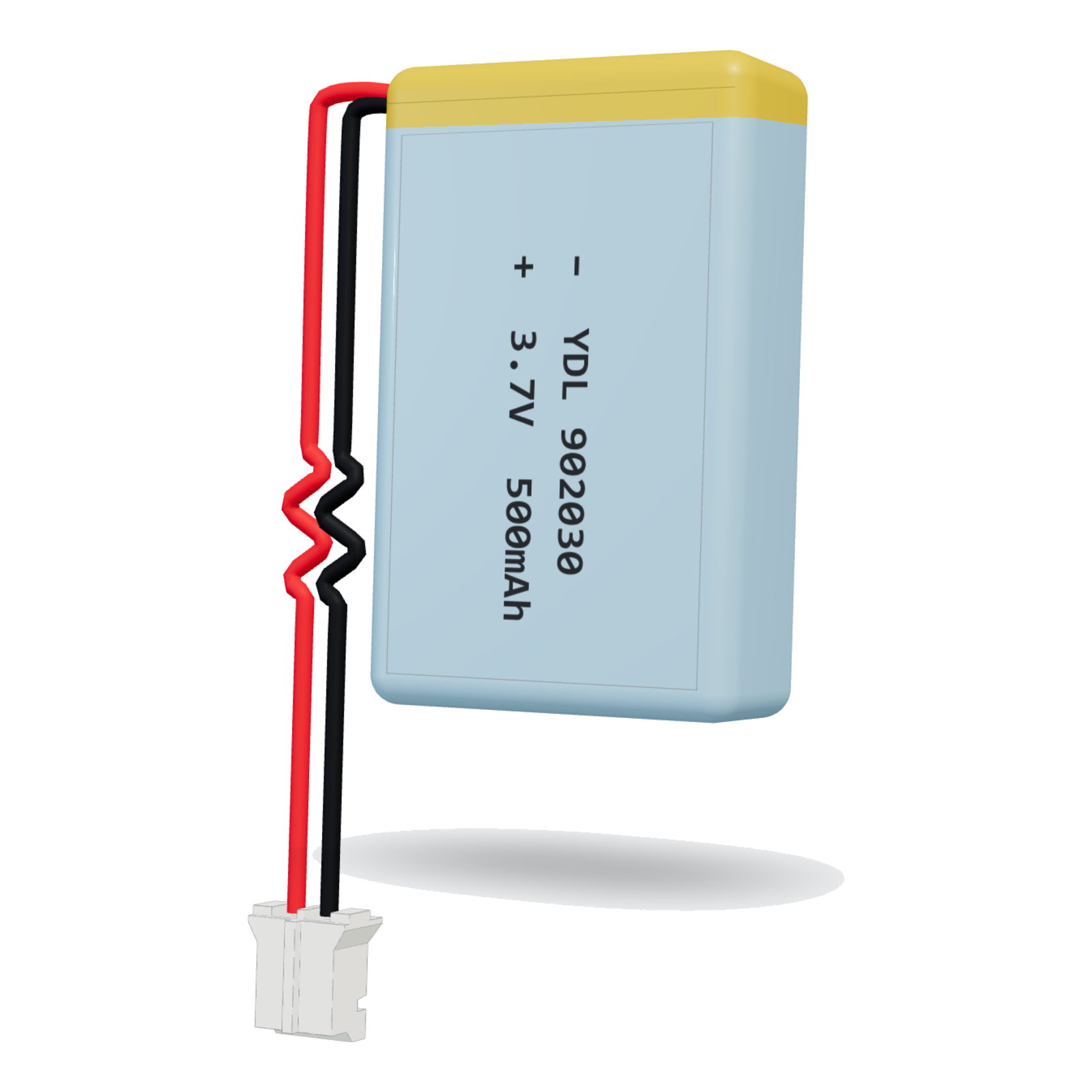 YDL 902030 500mAh 3.7V lithium polymer battery, 9x20x32mm, PH2.0 connector