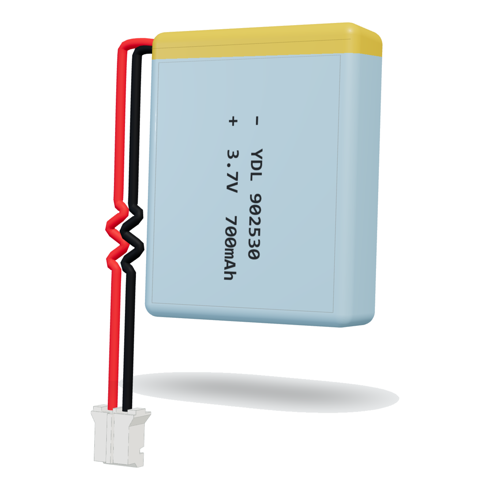 YDL 902530 700mAh 3.7V lithium polymer battery, 9x25x32mm, PH2.0 connector