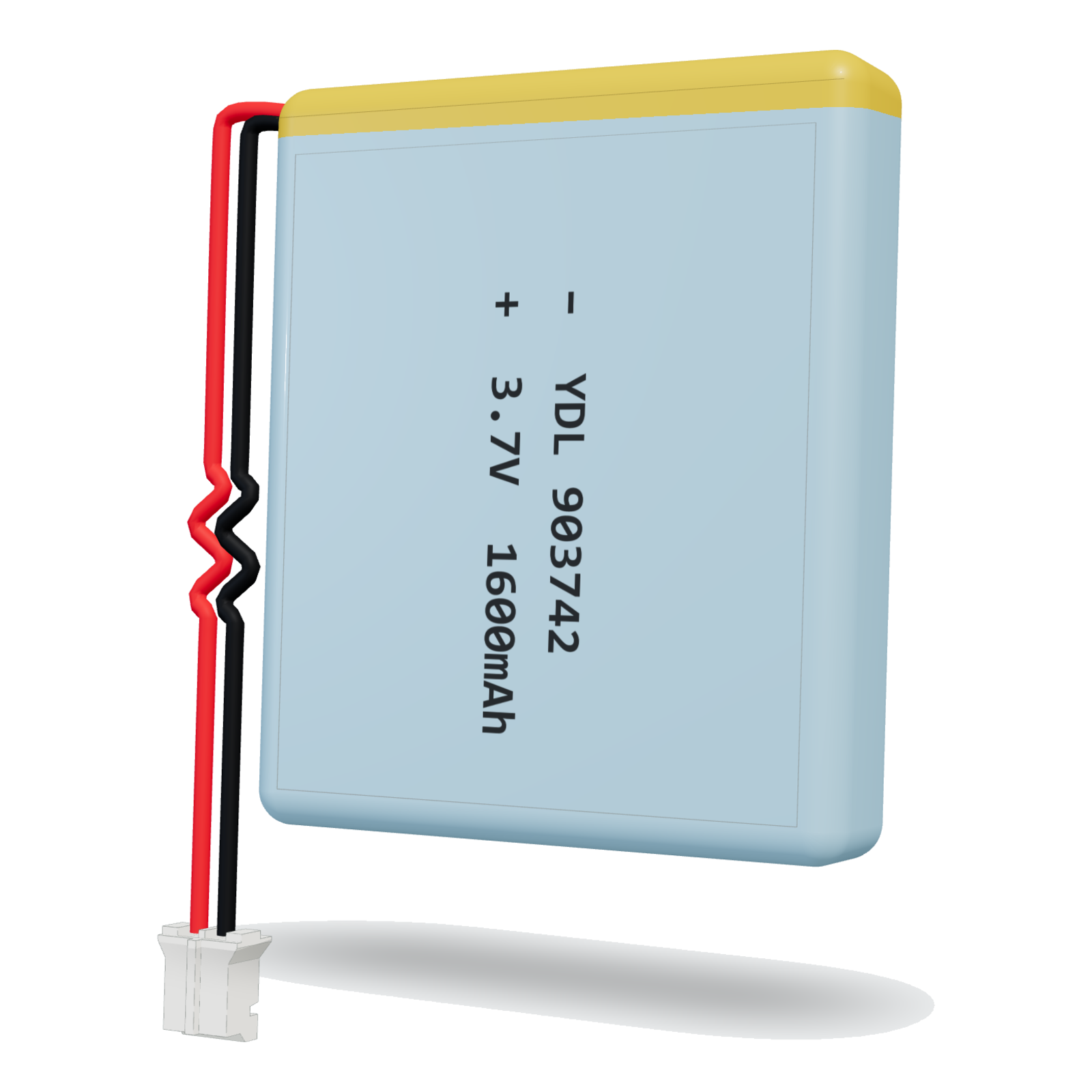 YDL 903742 1600mAh 3.7V lithium polymer battery, 9x37x44mm, PH2.0 connector
