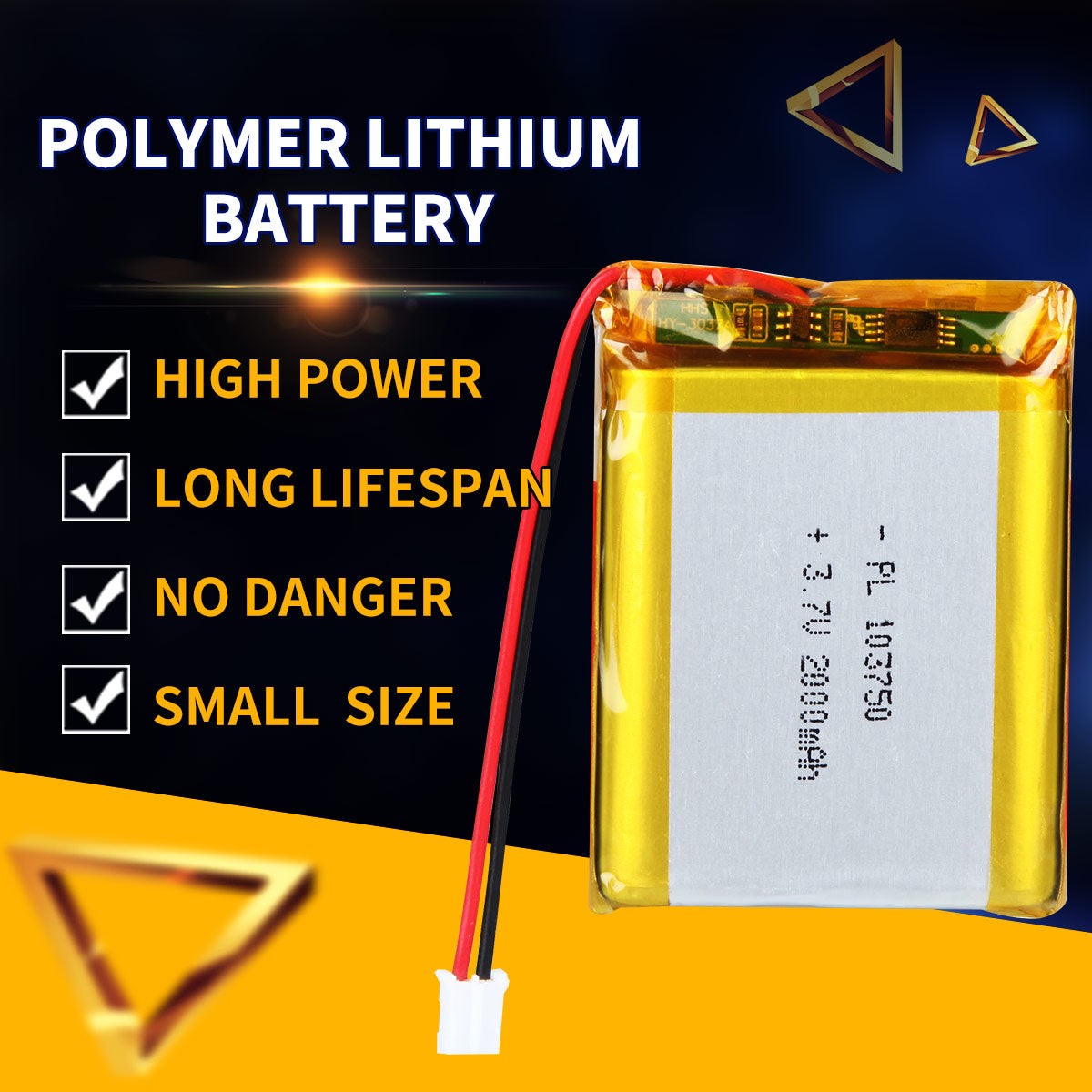 3,7 В, 2000 мАч, 103750, литий-полимерная аккумуляторная батарея