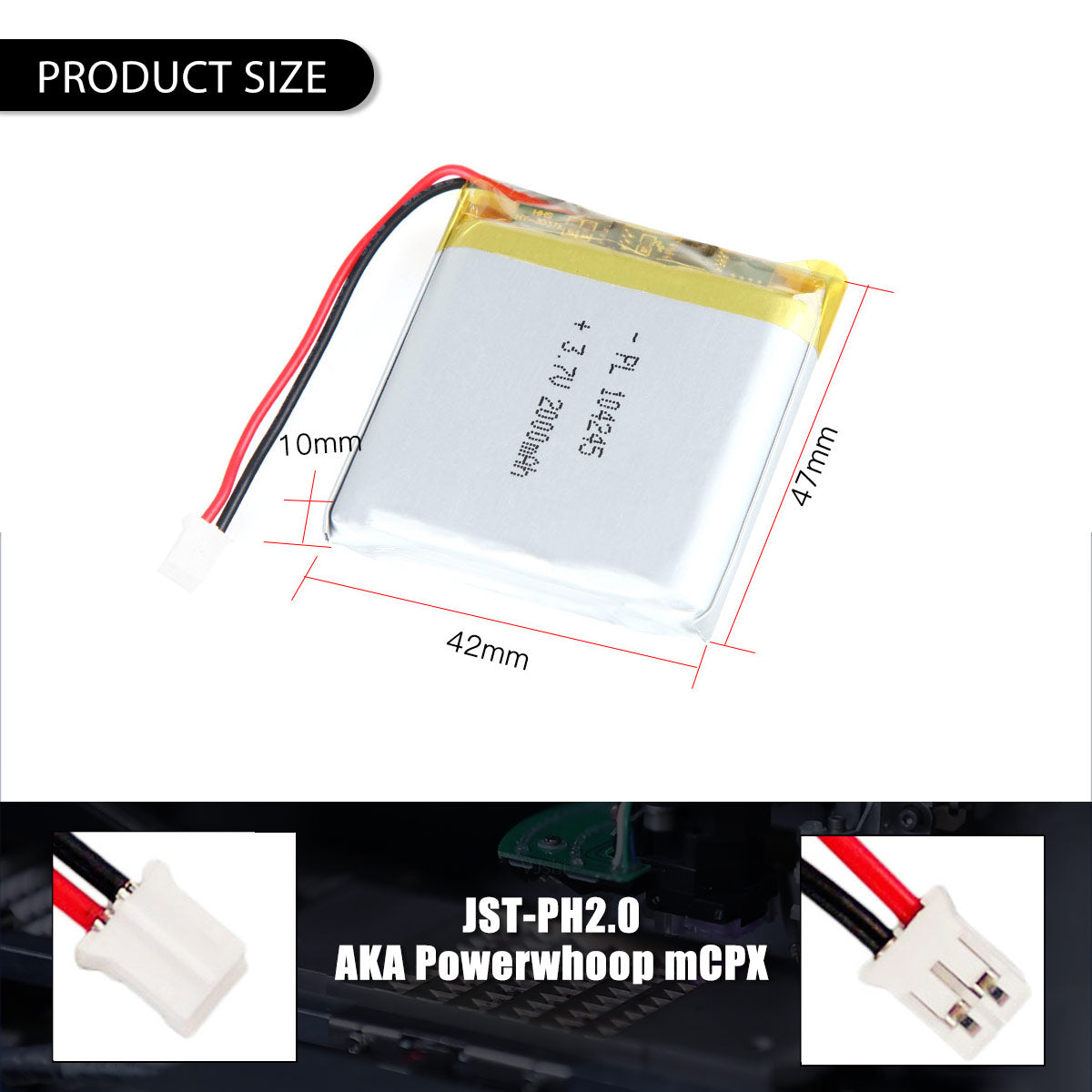 3.7V 2000mAh 104245 Rechargeable Lithium Polymer Battery