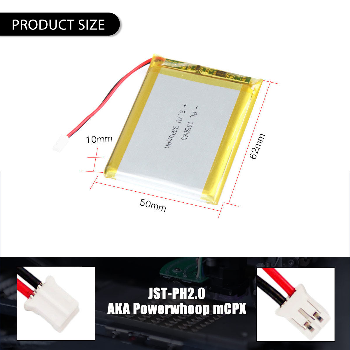 3.7V 3300mAh 105060 재충전용 리튬 중합체 건전지 길이 62mm
