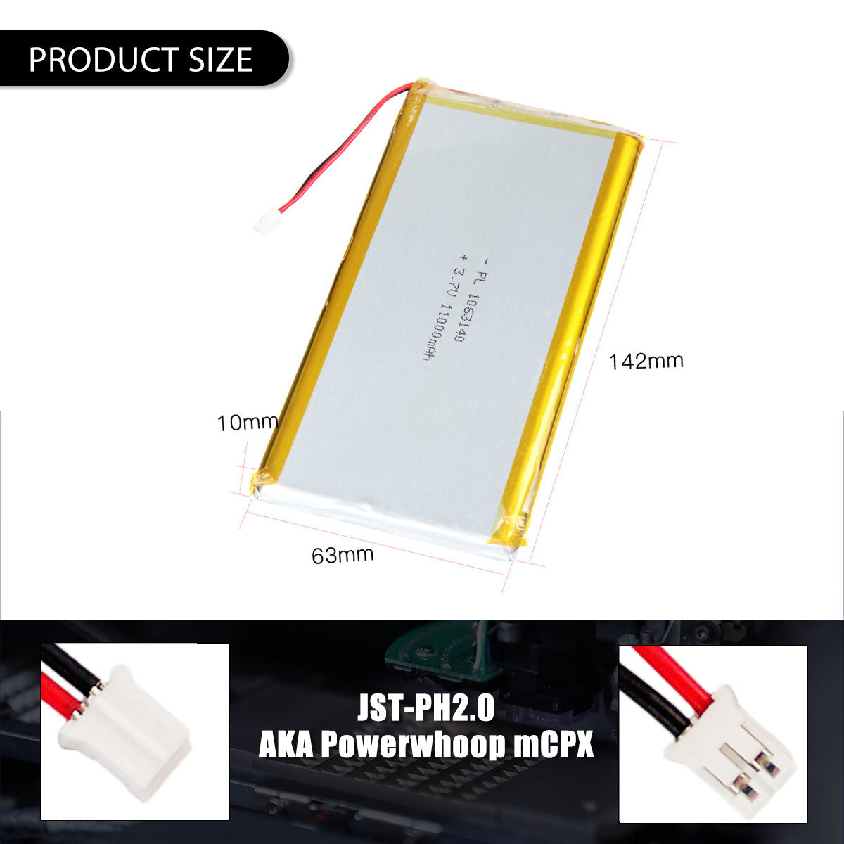 3.7V 11000mAh 1063140 재충전용 리튬 중합체 건전지 길이 142mm
