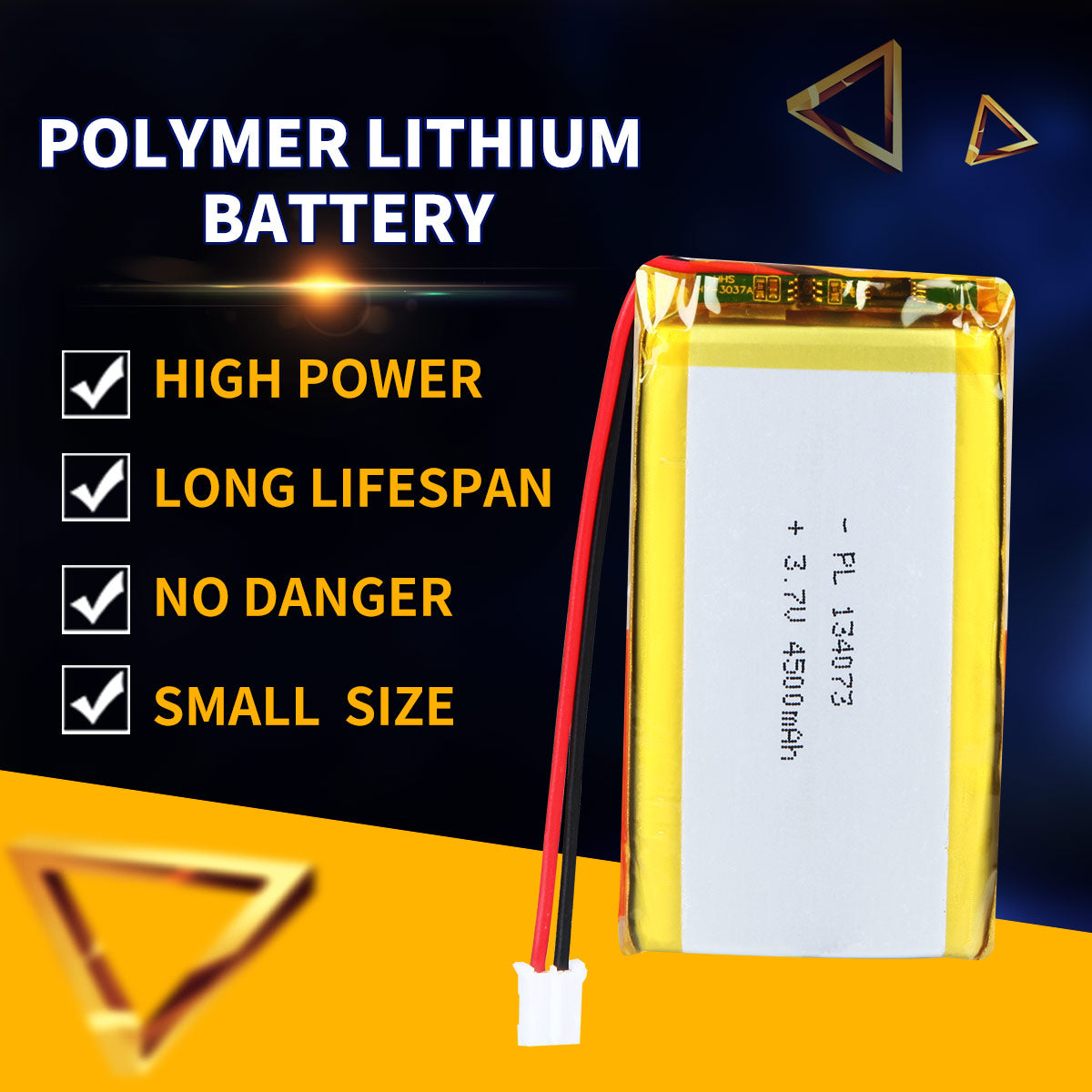 3.7V 4500mAh 134073 재충전용 리튬 중합체 건전지 길이 75mm