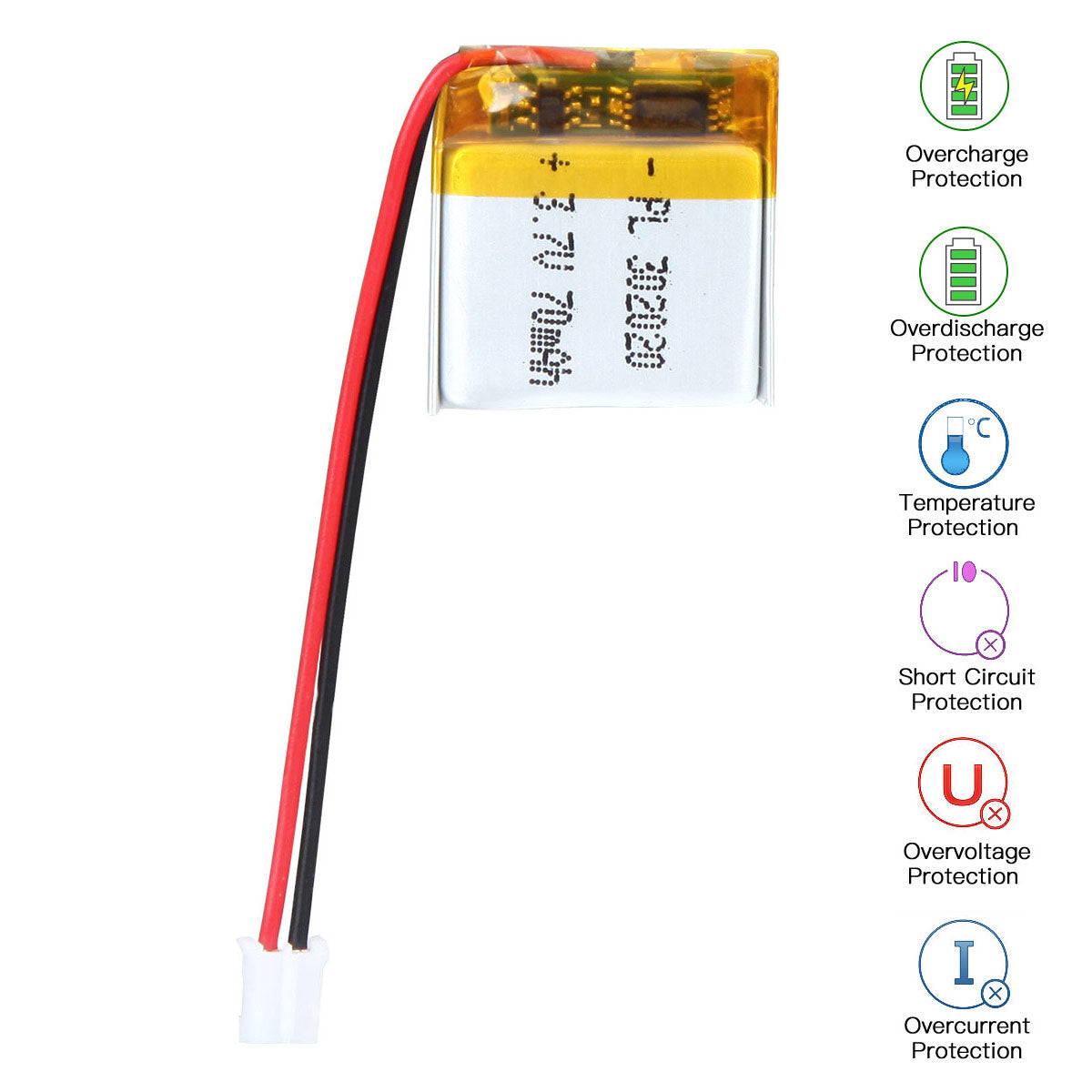 3.7V 70mAh 302020 충전식 리튬 폴리머 배터리 길이 22mm