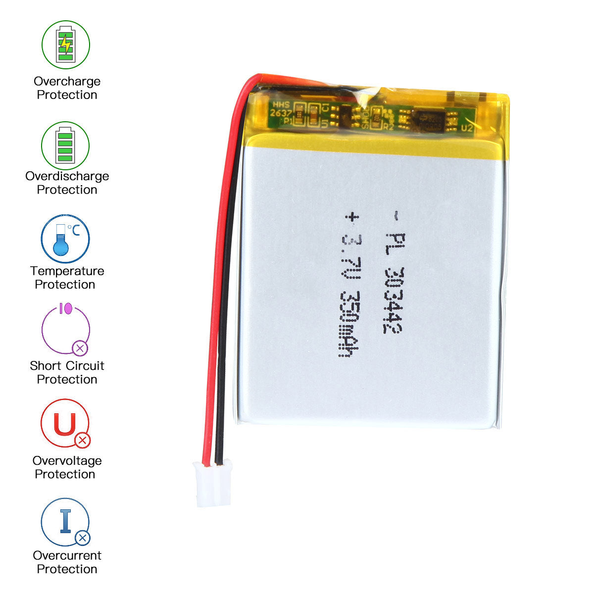 3.7V 350mAh 303442 Rechargeable Lithium Polymer Battery