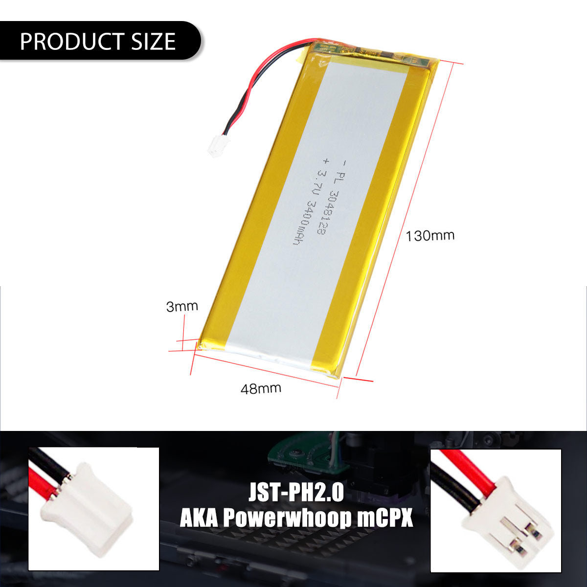 3.7V 3400mAh 3048128 재충전용 리튬 중합체 건전지 길이 130mm