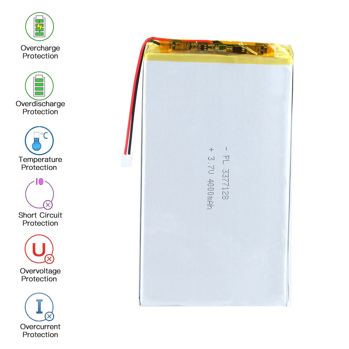 3.7V 4000mAh 3377128 재충전용 리튬 중합체 건전지 길이 130mm