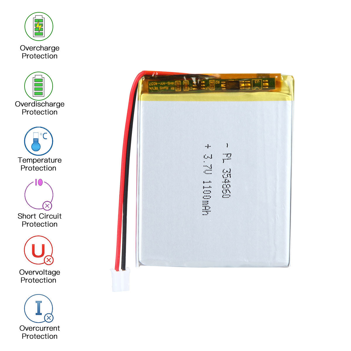 3.7V 1100mAh 354860 रिचार्जेबल लिथियम पॉलिमर बैटरी