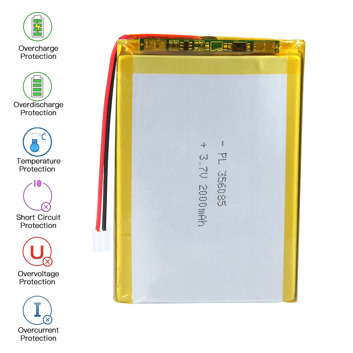 3.7V 2000mAh 356085 Rechargeable Lithium Polymer Battery