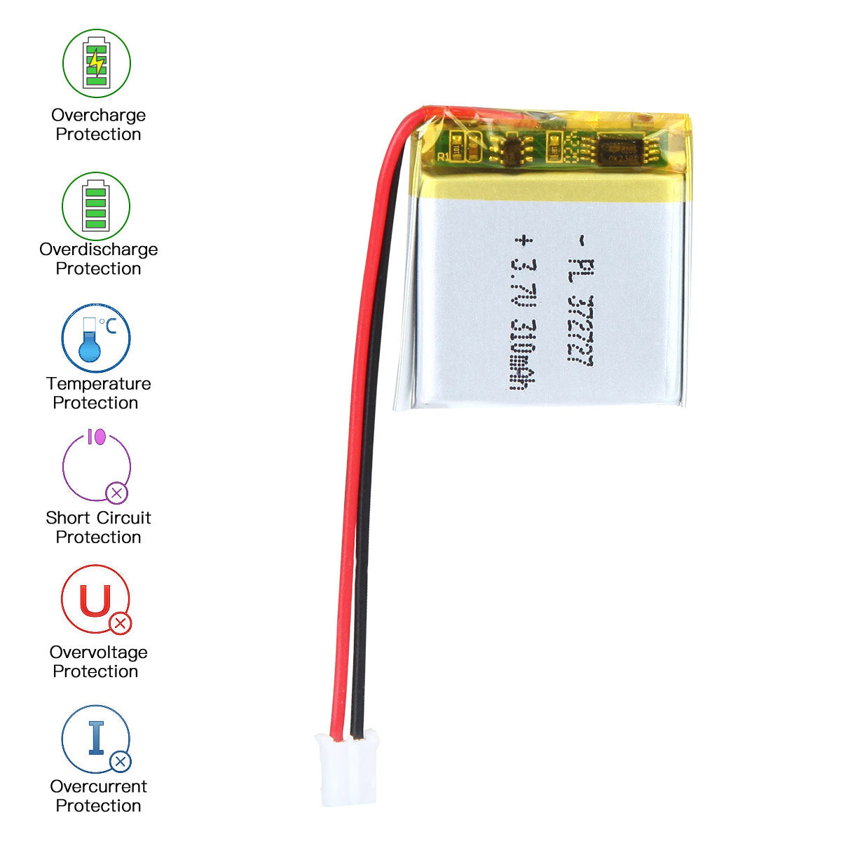 3.7V 310mAh 372727 재충전용 리튬 중합체 건전지 길이 29mm