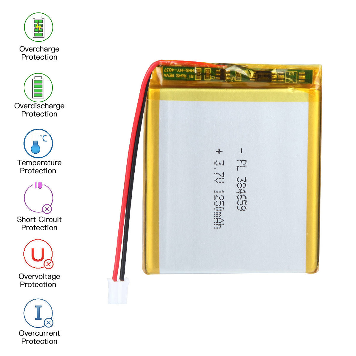 3.7V 1250mAh 384659 재충전용 리튬 중합체 건전지 길이 61mm
