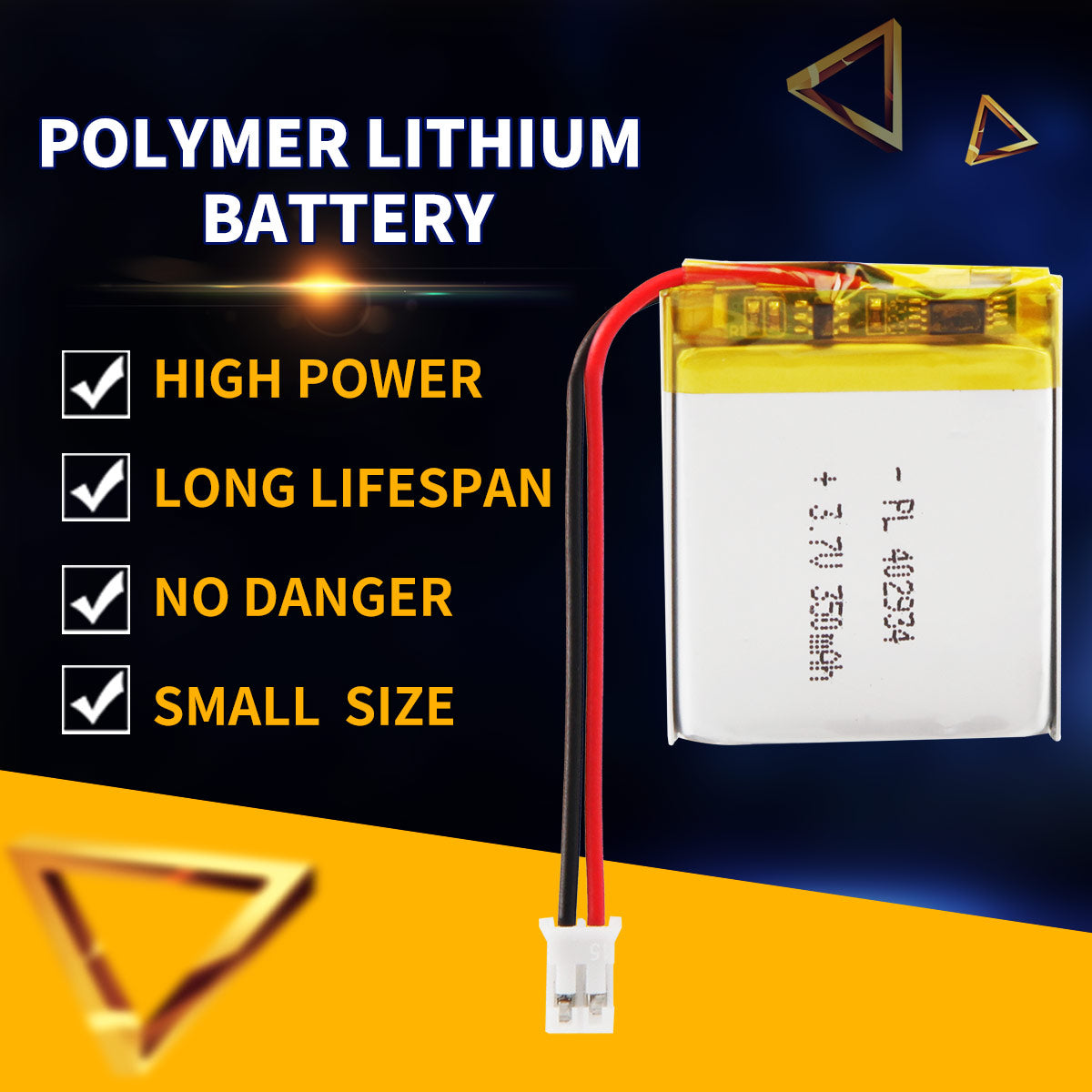 3.7V 350mAh 402934 재충전용 리튬 중합체 건전지 길이 36mm