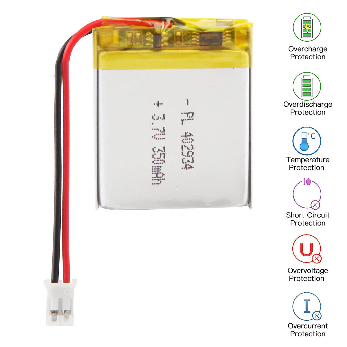 3.7V 350mAh 402934 充電式リチウムポリマー電池