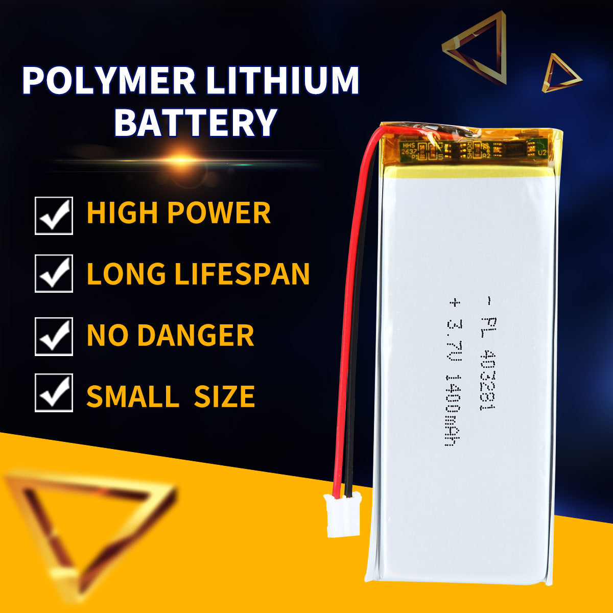 3.7V 403281 1400mAh 재충전용 리튬 중합체 건전지 길이 83mm