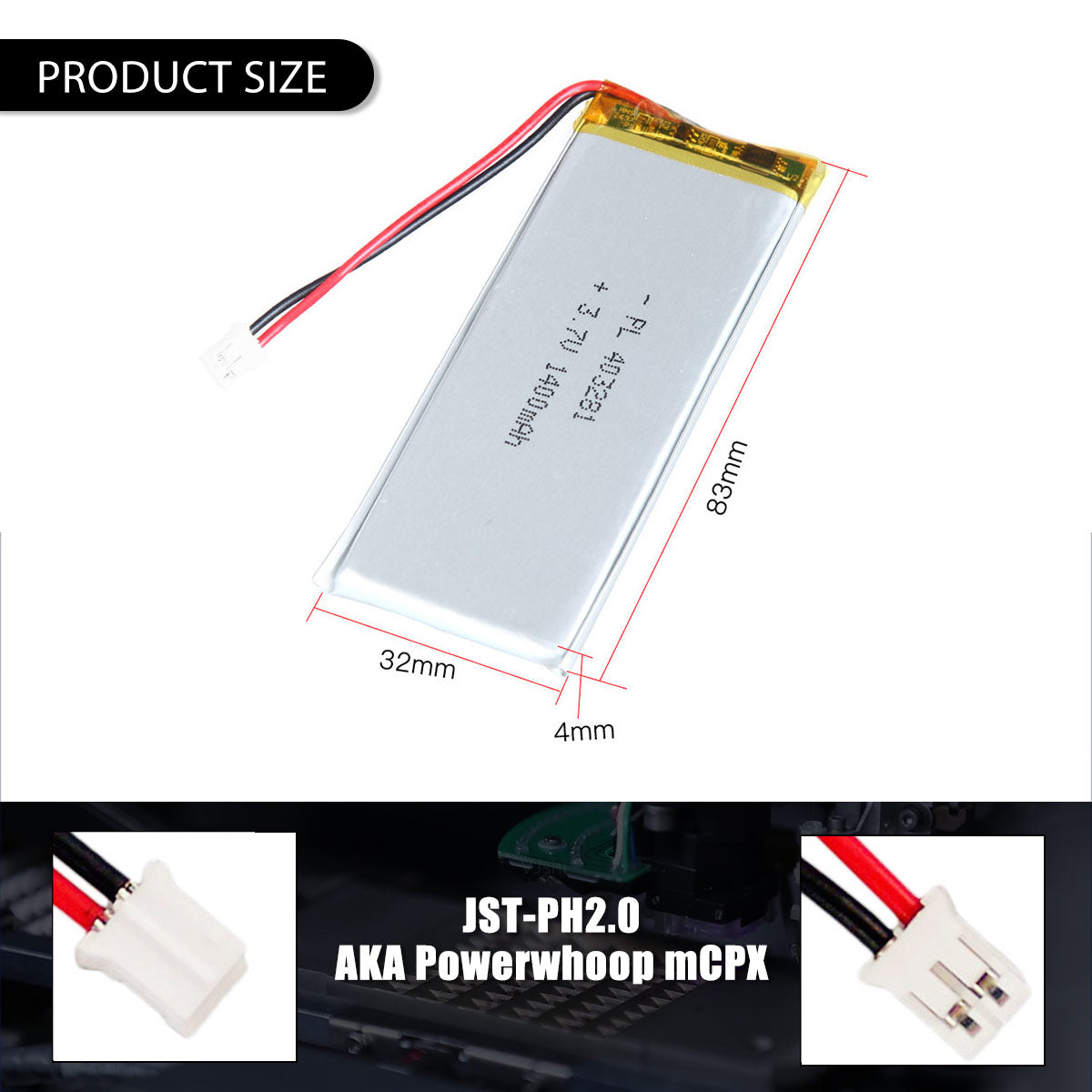 3.7V 403281 1400mAh 재충전용 리튬 중합체 건전지 길이 83mm