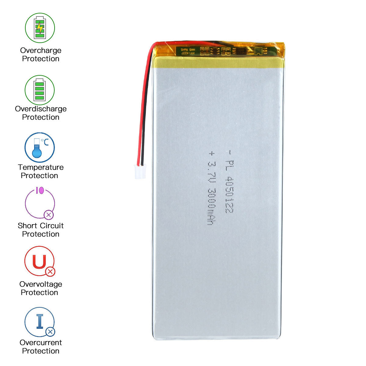 3.7V 3000mAh 4050122 재충전용 리튬 중합체 건전지 길이 124mm