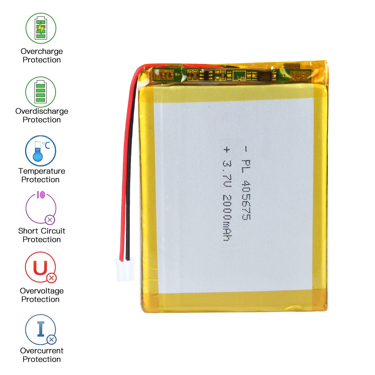 3.7V 2000mAh 405675 充電式リチウムポリマー電池